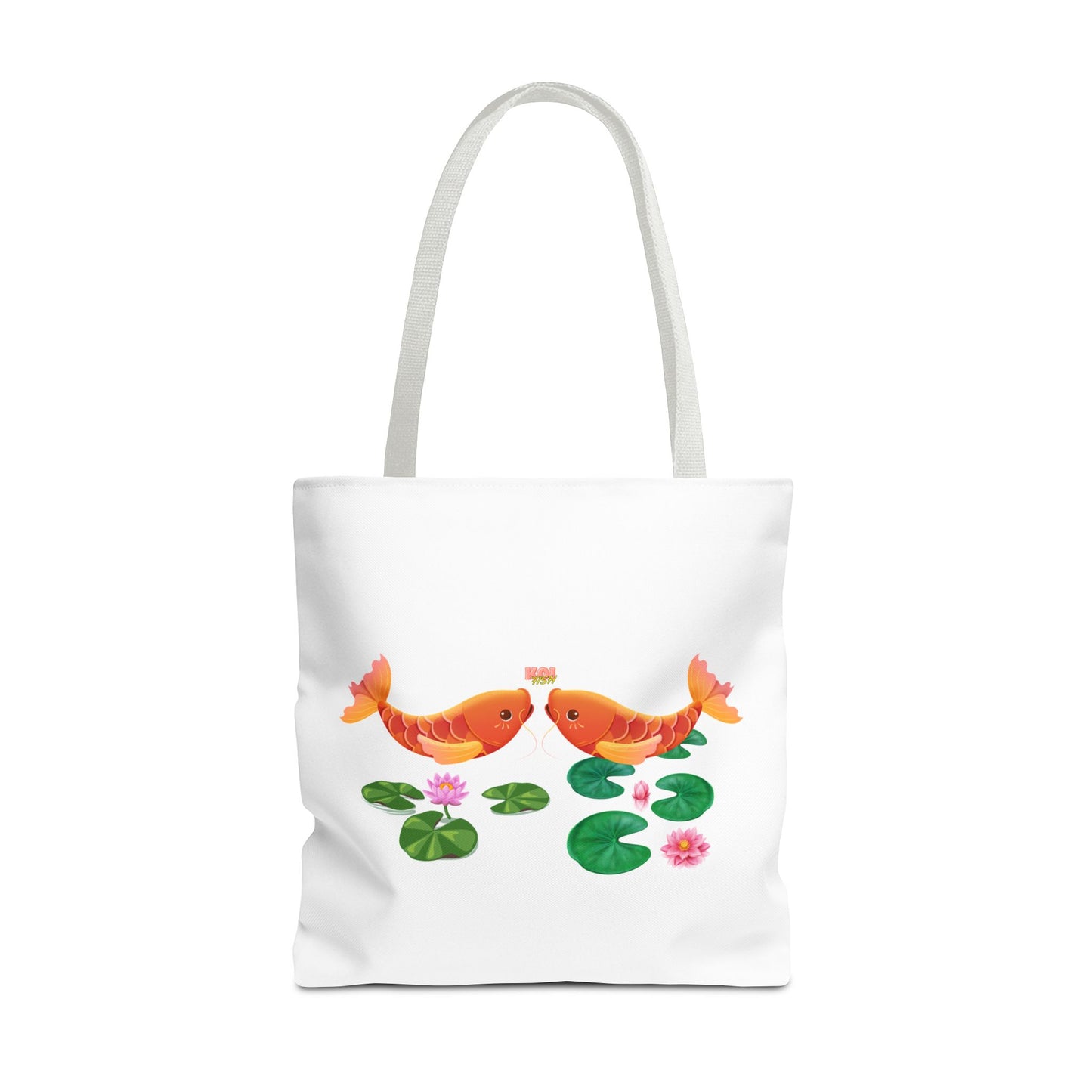 Golden koi fish with lotus flowers Tote Bag