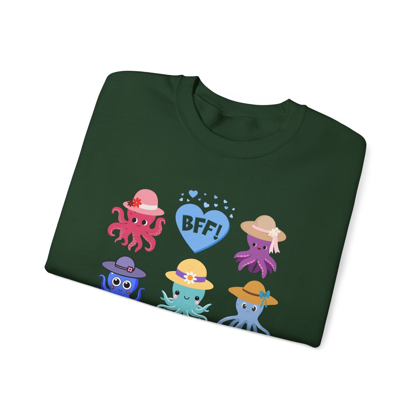 Cute Octopus BFF Sweatshirt, Gift for Friends, Ocean Lover Apparel, Matching Outfits, Cozy Crewneck for Celebrations
