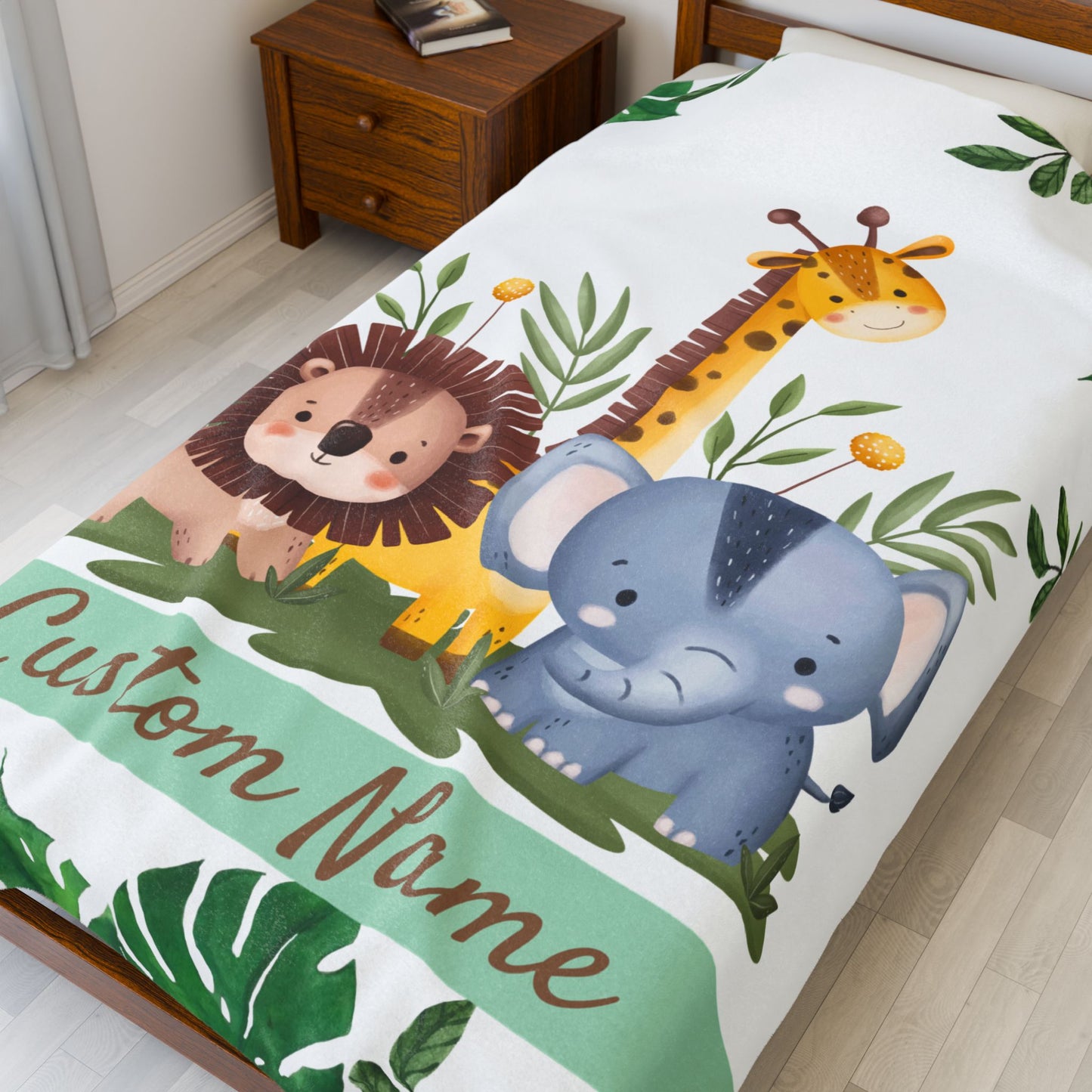 Custom Velveteen Plush Blanket for Kids, Personalized Baby Gifts, Nursery Decor, Soft Animal Theme, Perfect for Baby Showers