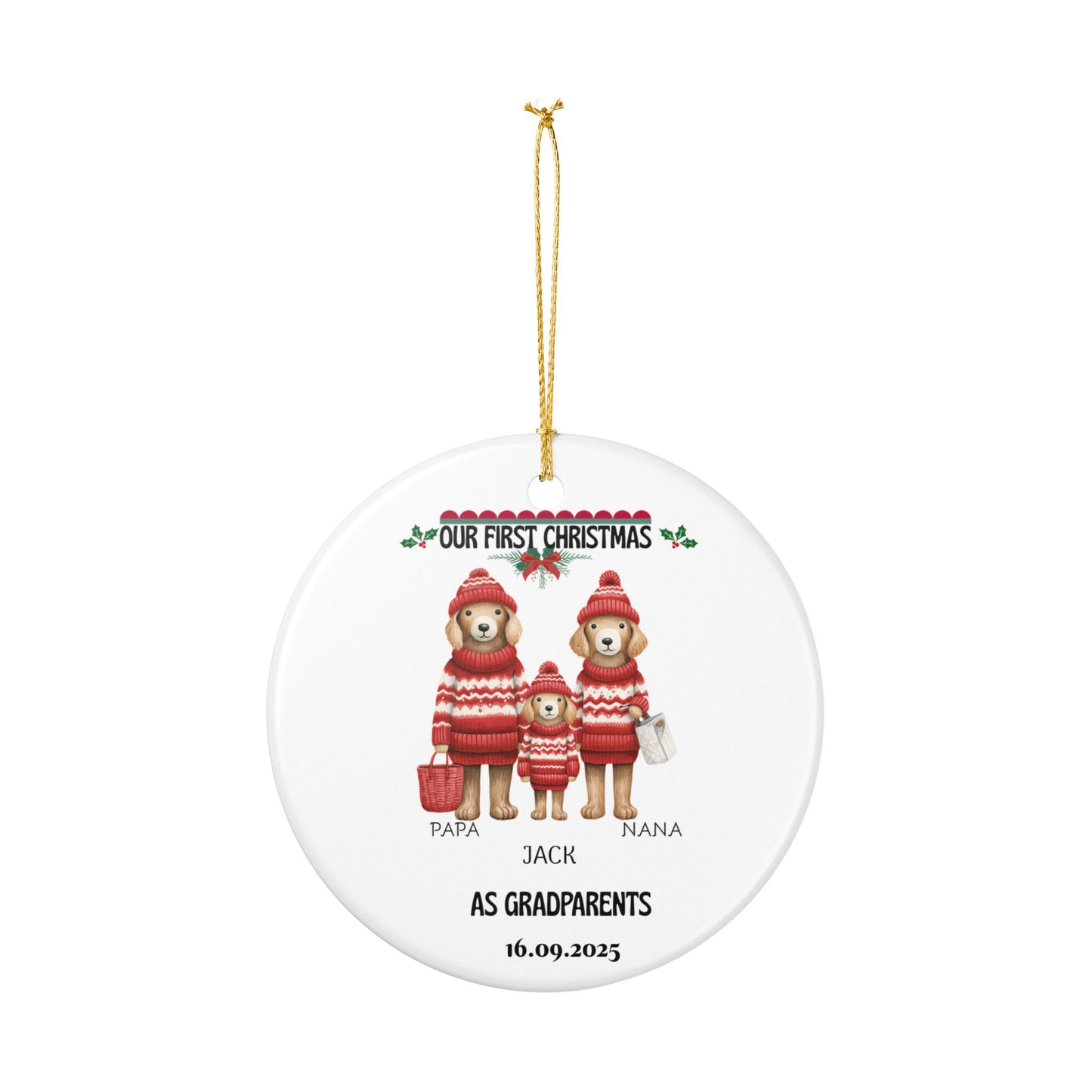 Personalized Christmas Ornament, Pet Family Decoration, 1st Christmas Gift, Custom Family Ornament, Holiday Decor
