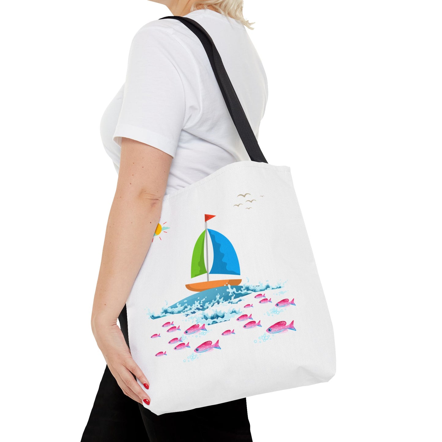 Sailboat and Red fish Tote Bag