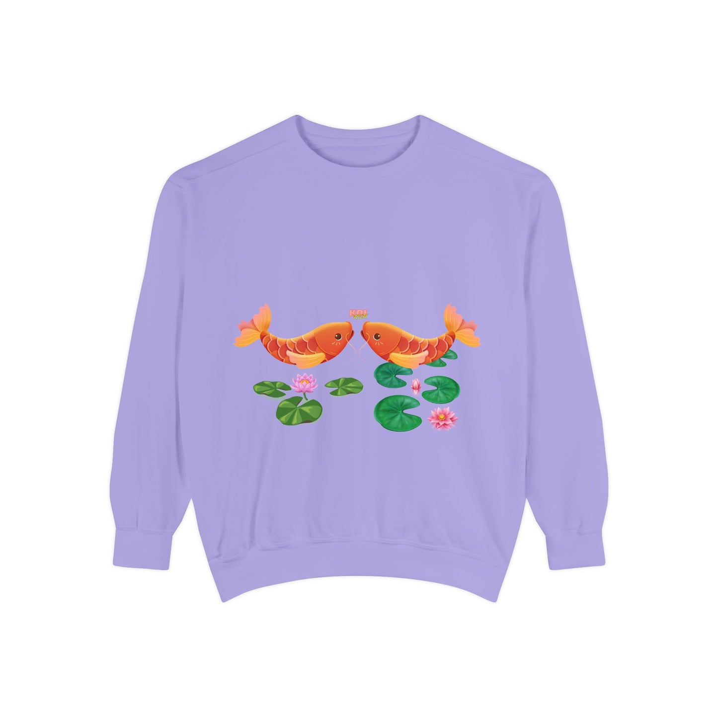 Golden koi fish with lotus flowers Unisex Garment-Dyed Sweatshirt