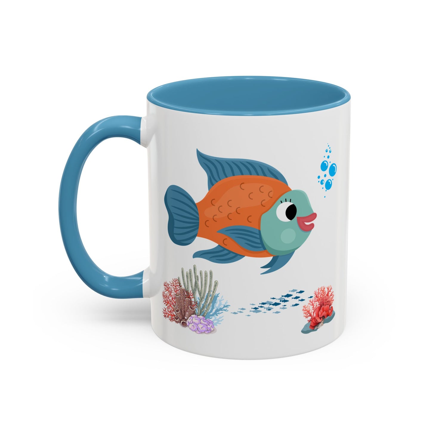 Orange and blue fish with coral and bubble Coffee Mug