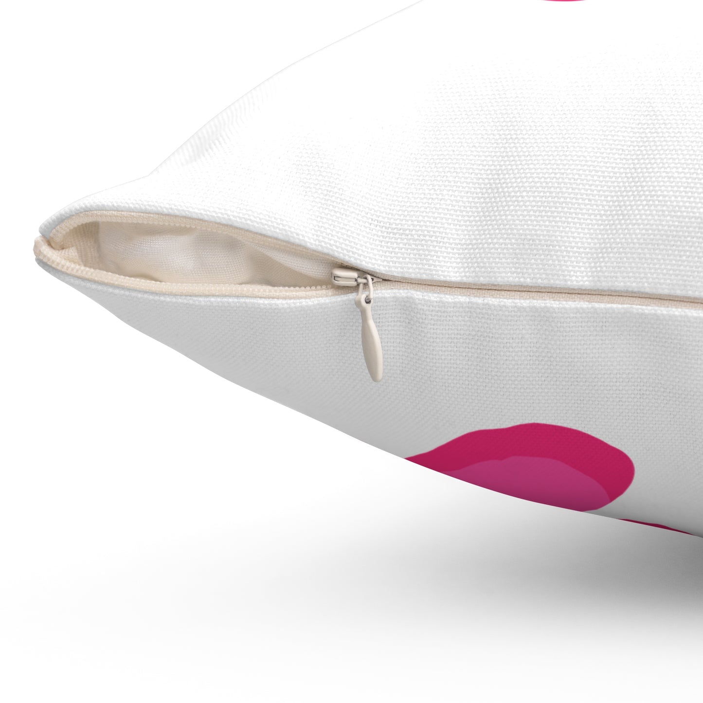 Pink fish with open mouth and kiss Spun Polyester Square Pillow