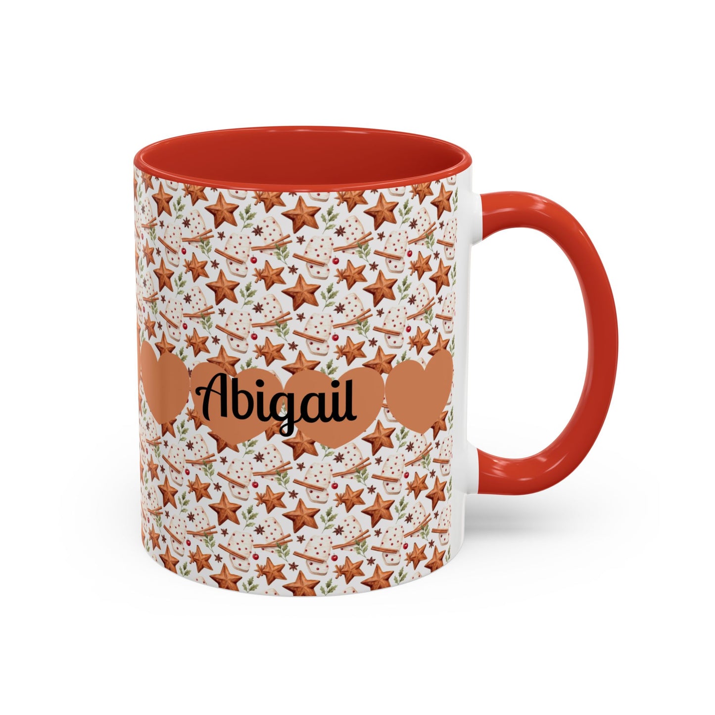 Personalized Accent Coffee Mug - Custom Gift, Floral Design, Heart Motif, Perfect for Birthdays, Anniversaries, Holidays