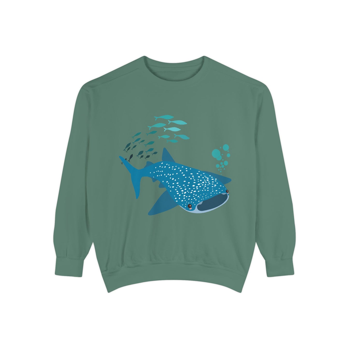 Whale Shark school of fish and buddles Unisex Garment-Dyed Sweatshirt