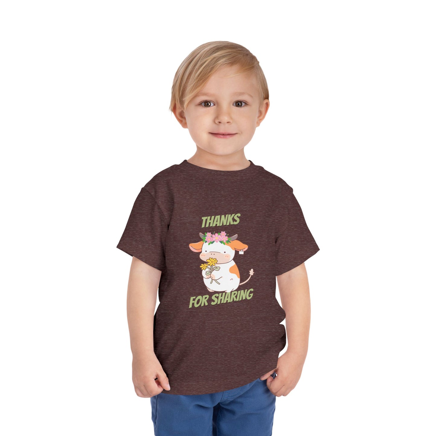 Cute Toddler Tee with Cow Design, Perfect Gift for Kids, Playdate Apparel, Kid's Birthday Gift, Thank You for Sharing T-Shirt