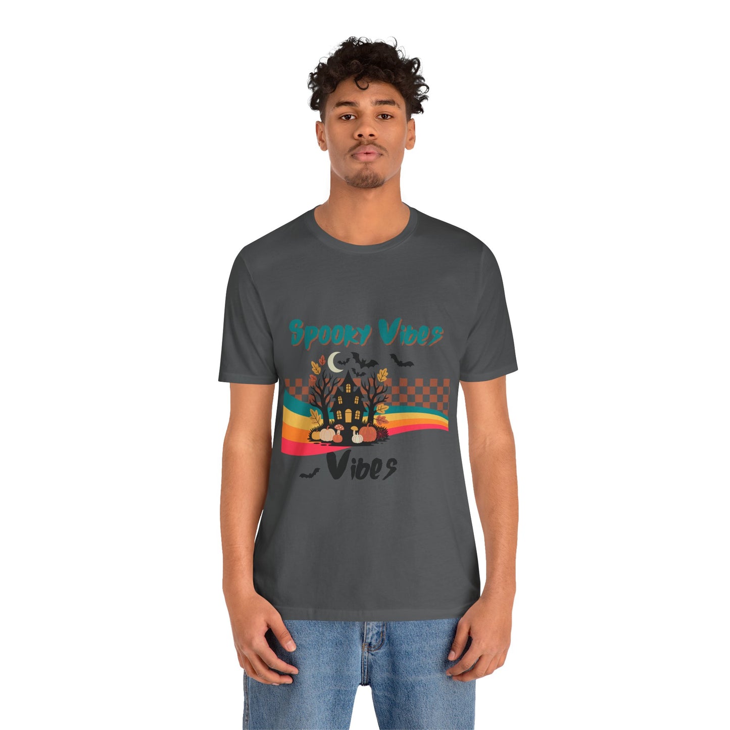 Spooky Vibes Graphic Tee, Unisex Halloween Shirt, Fall Fashion, Casual T-Shirt, Unique Gift for Halloween Lovers, Autumn Wardrobe Essential