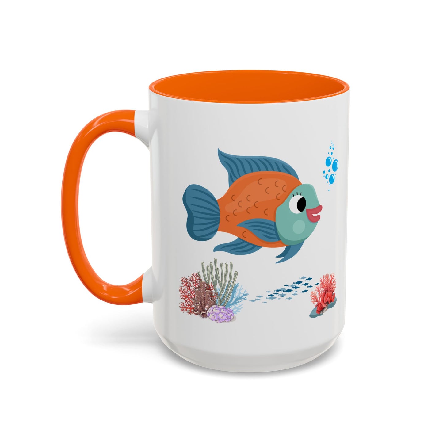 Orange and blue fish with coral and bubble Coffee Mug