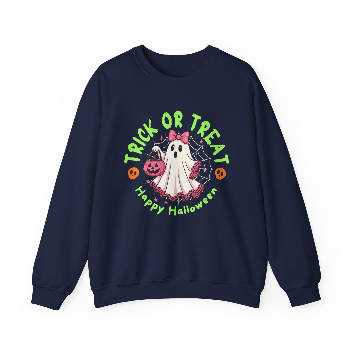 Halloween Crewneck Sweatshirt, Trick or Treat Sweatshirt, Cute Ghost Sweatshirt, Fall Fashion, Halloween Costume