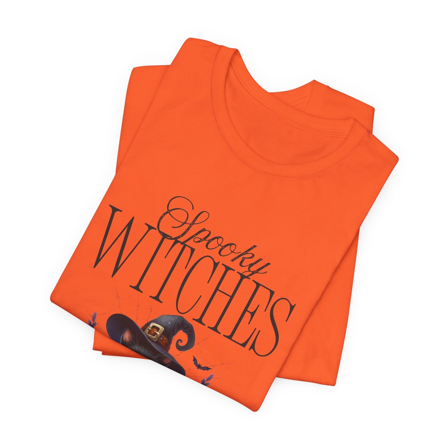 Spooky Witches Halloween Tee, Unisex Short Sleeve Shirt, Witch T-Shirt, Halloween Costume Top, Cat Lovers Gift, Fall Fashion