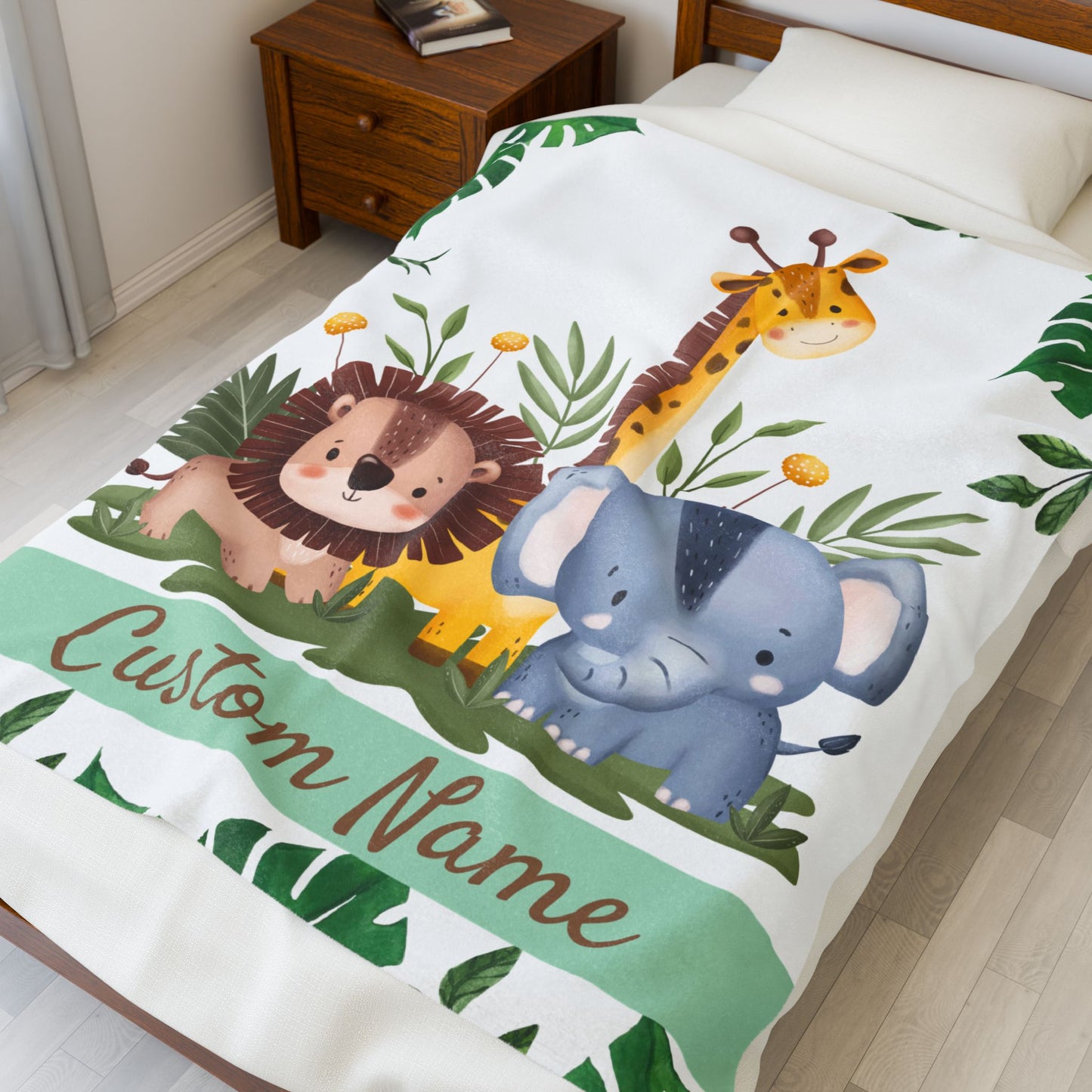 Custom Velveteen Plush Blanket for Kids, Personalized Baby Gifts, Nursery Decor, Soft Animal Theme, Perfect for Baby Showers