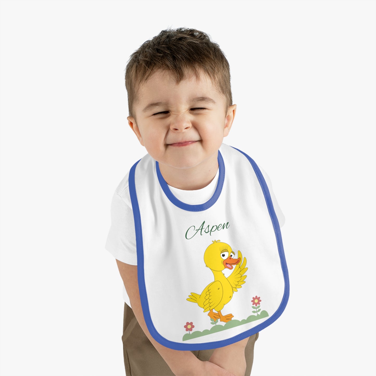 Personalized Baby Bib - Cute Yellow Duck Design with Name