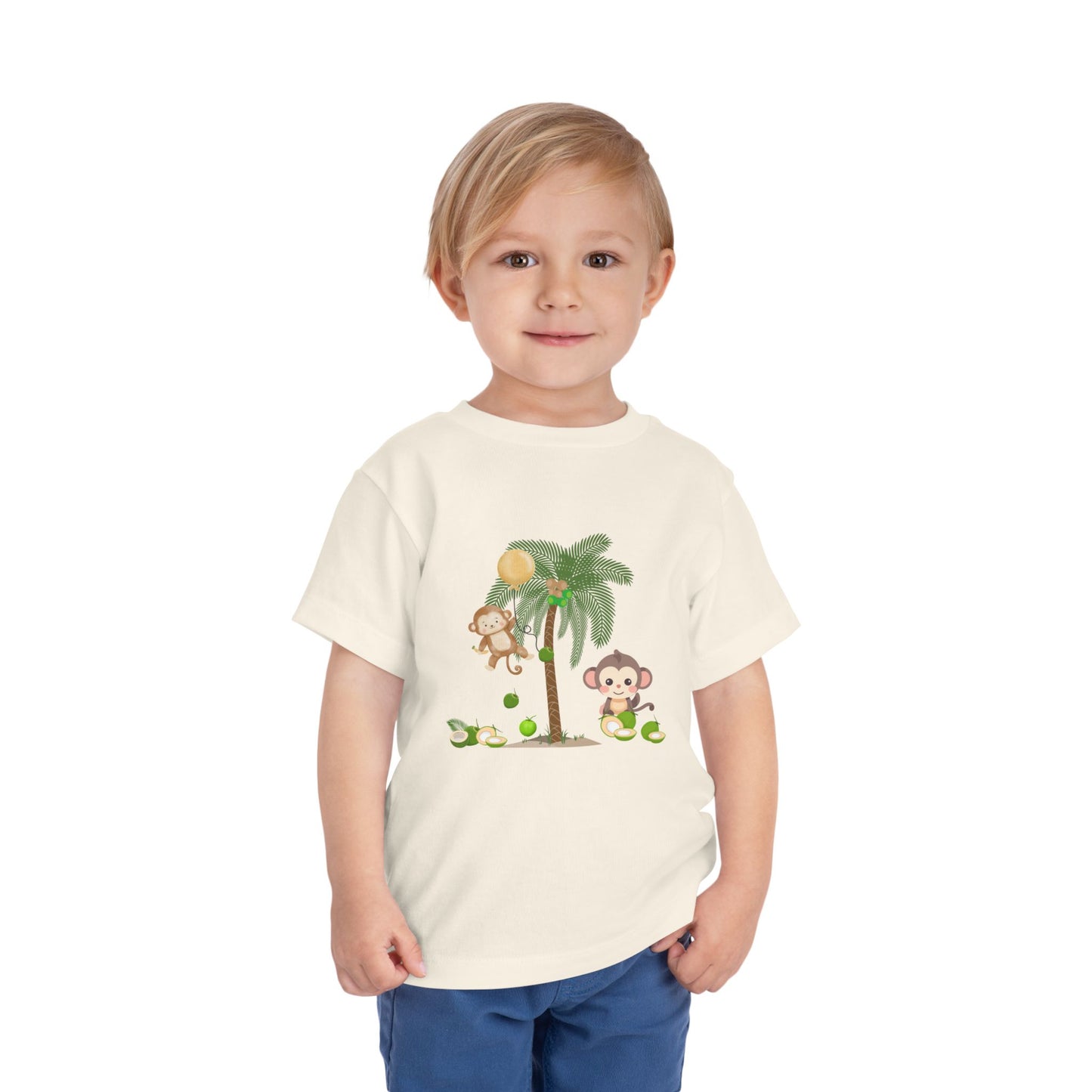 Cute Monkey Tropical Toddler Tee, Perfect for Summer Play, Birthday Gift, Beach Days, Jungle Themes, Toddler Clothing