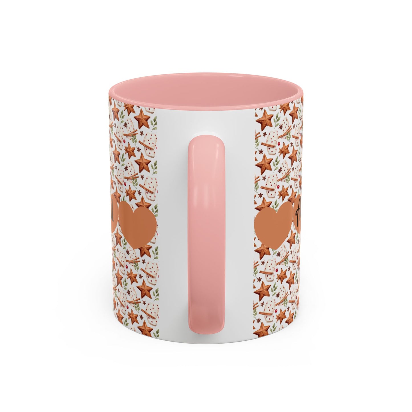 Personalized Accent Coffee Mug - Custom Gift, Floral Design, Heart Motif, Perfect for Birthdays, Anniversaries, Holidays