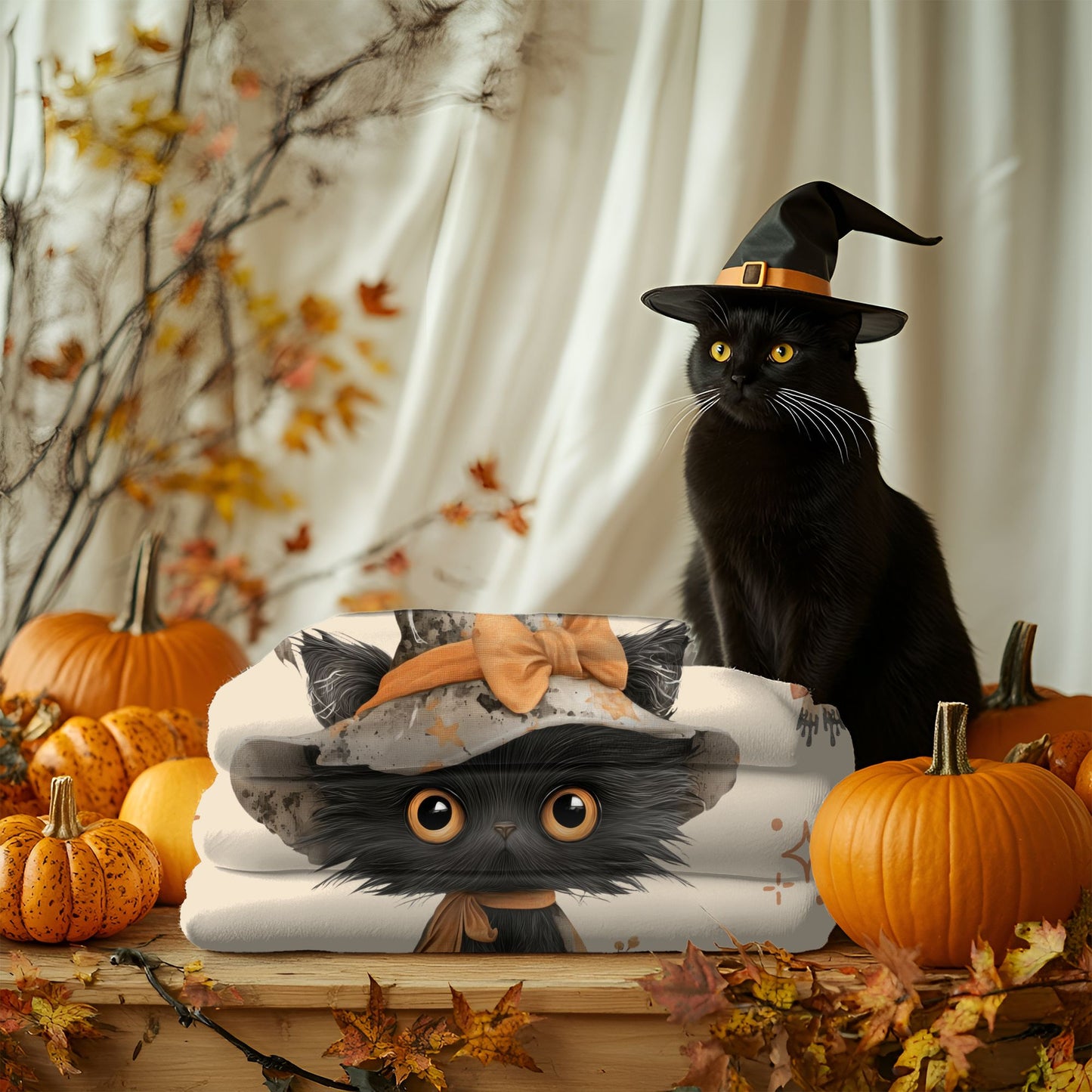 Cozy Cat-Themed Velveteen Plush Blanket - Warm Gift for Cat Lovers, Halloween Decor, Soft Throw for Comfort, Versatile Home Accessory