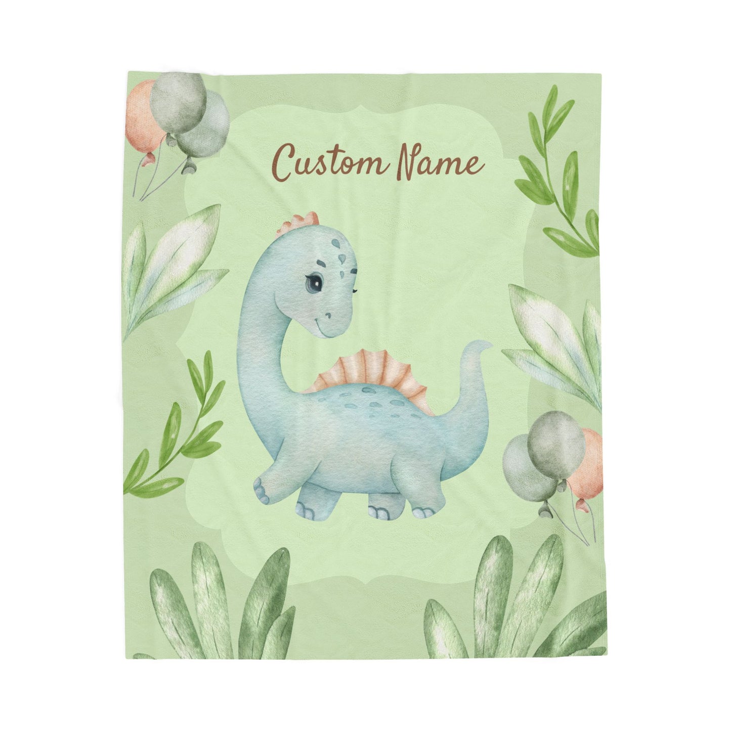 Personalized Dinosaur Velveteen Plush Blanket, Kids Room Decor, Baby Shower Gift, Custom Name Blanket, Soft Throw for Children