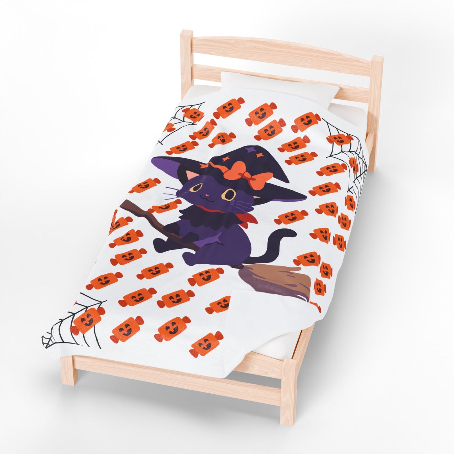 Whimsical Halloween Cat Blanket - Cozy Soft Plush Throw for Fall Decor, Gift for Cat Lovers, Spooky Season, Kids Room, Cozy Movie Nights