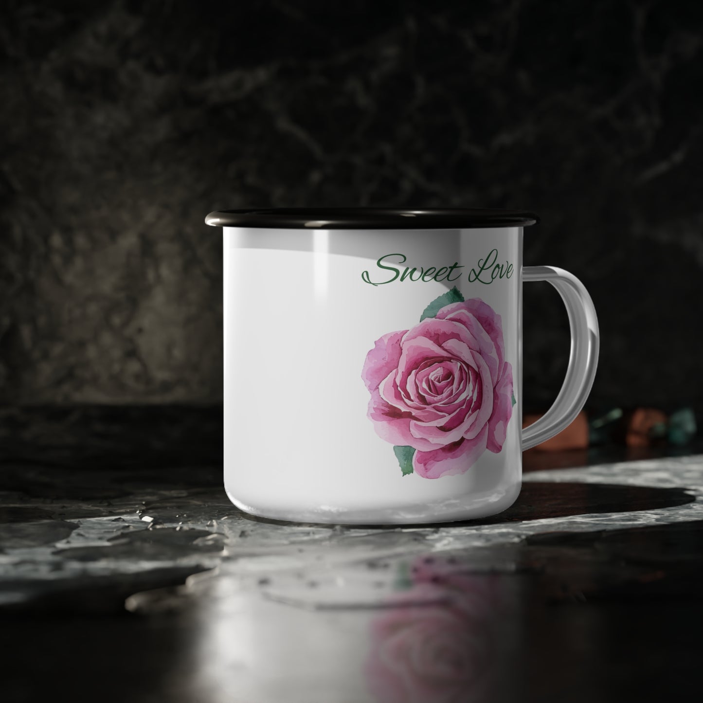 Sweet Love Rose Enamel Camp Cup