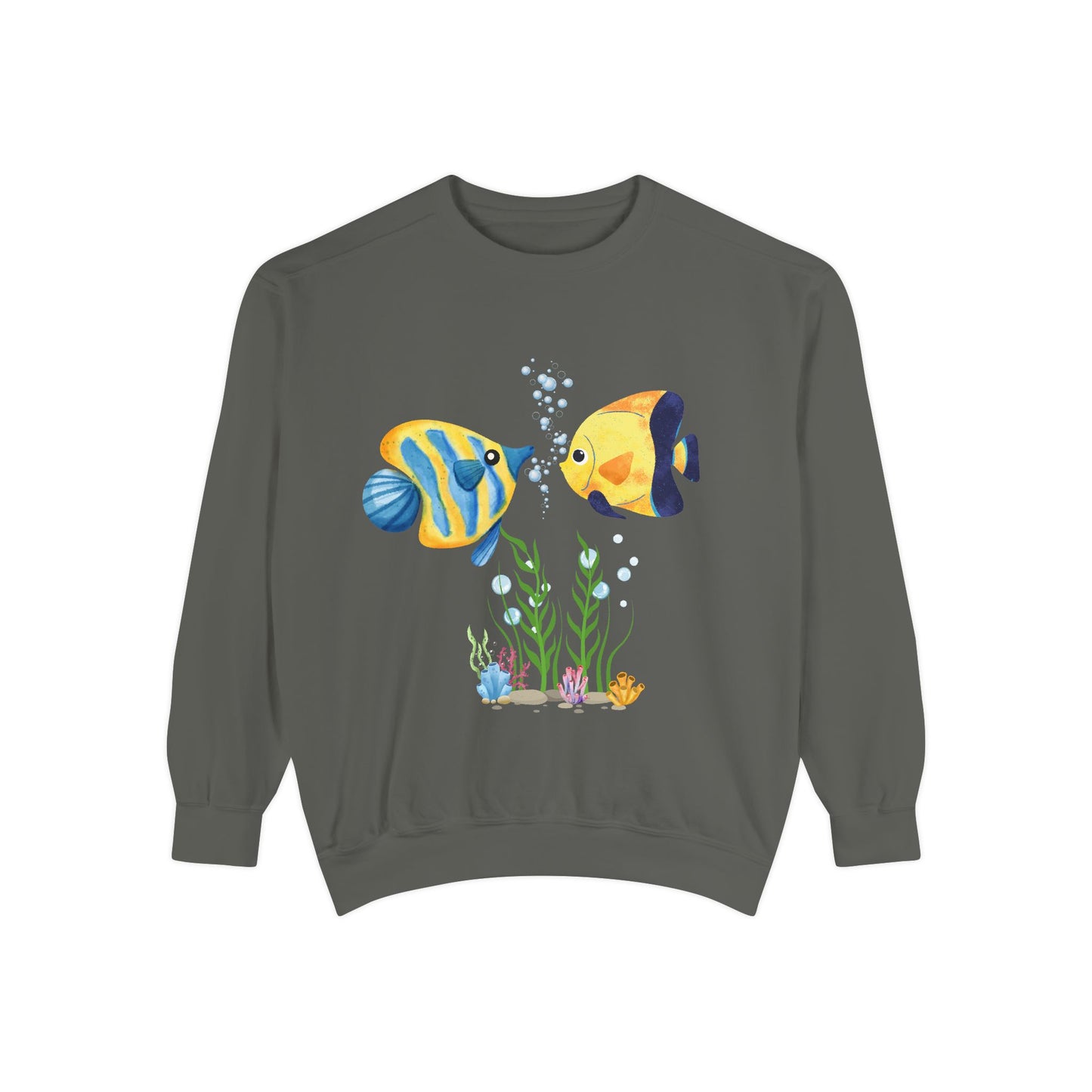 Two fish greet in underwater Unisex Garment-Dyed Sweatshirt