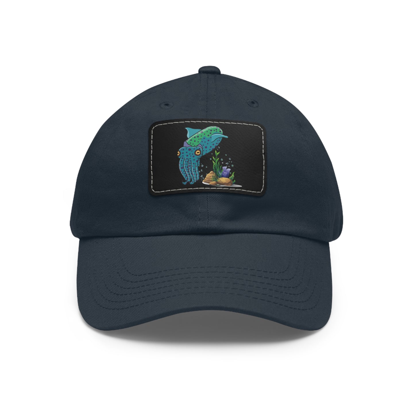 Cute with marine habitat coral and bubbles Dad Hat with Leather Patch (Rectangle)