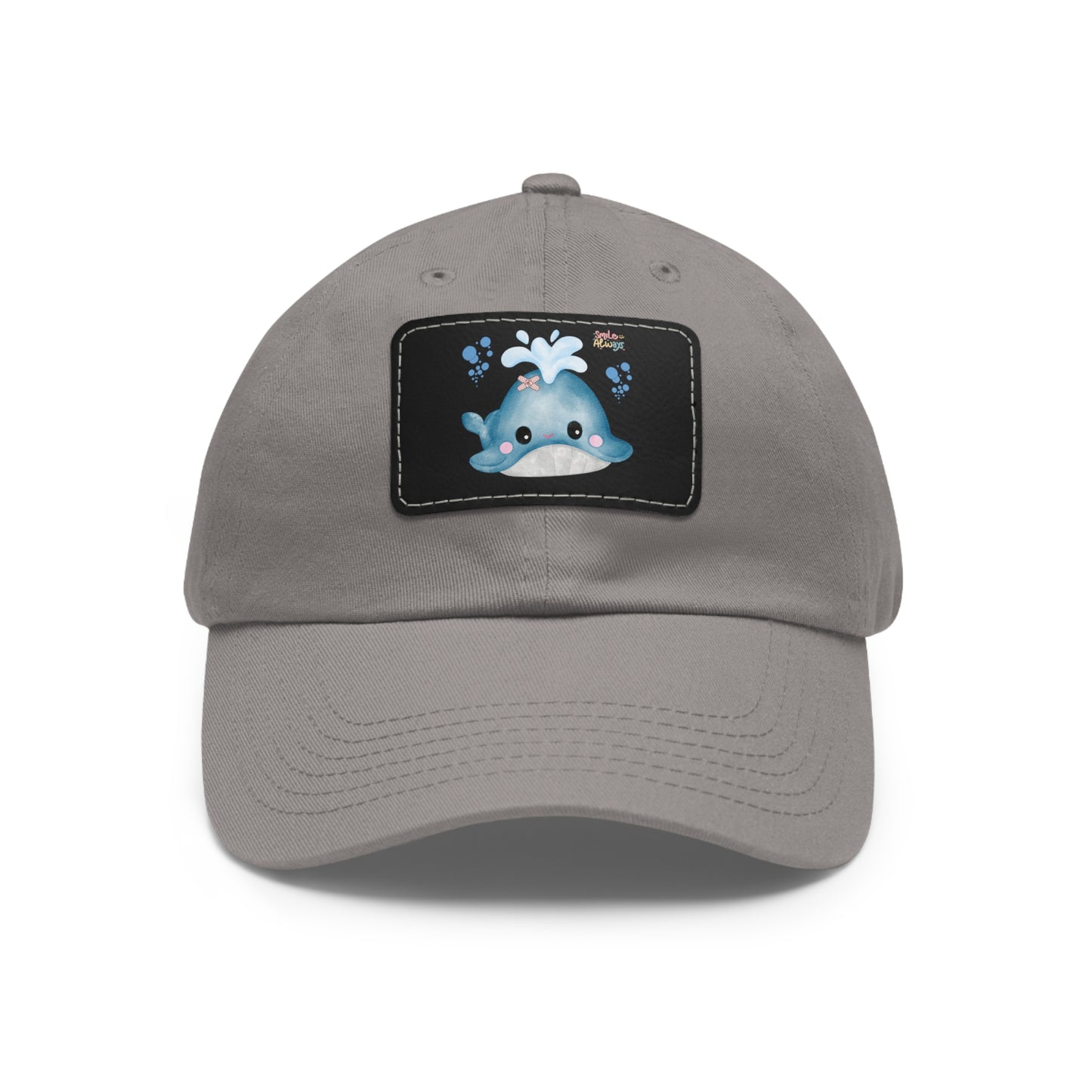 Whale with a bandage and bubble Dad Hat with Leather Patch (Rectangle)