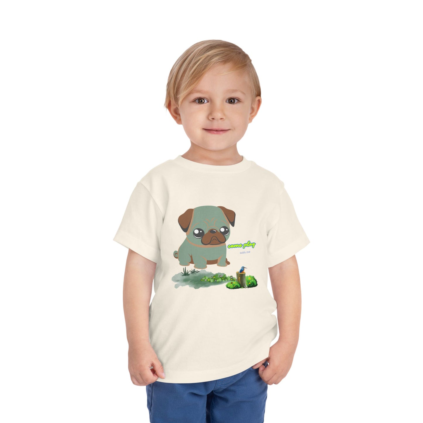 Cute Pug Toddler Tee, Adorable Dog Shirt, Kids Animal Tee, Gift for Dog Lovers, Cute Toddler Clothing, Playful Summer Outfit