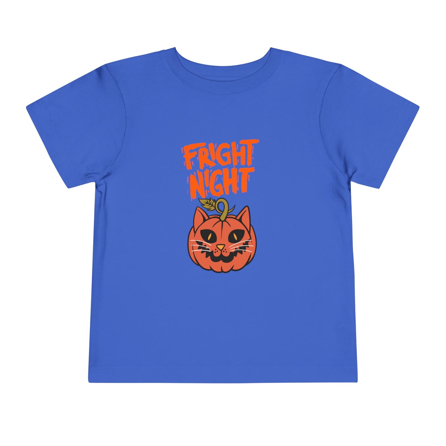 Cute Halloween Toddler Tee, 'Fright Night' Shirt, Kids Halloween Costume Top, Pumpkin Cat Graphic Tee, Spooky Toddler Outfit