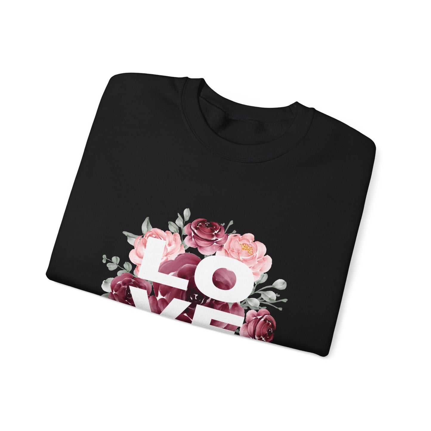Floral Love Crewneck Sweatshirt | Cozy Unisex Sweatshirt for Valentine's Day, Romantic Gift, Casual Wear, Stylish Layering