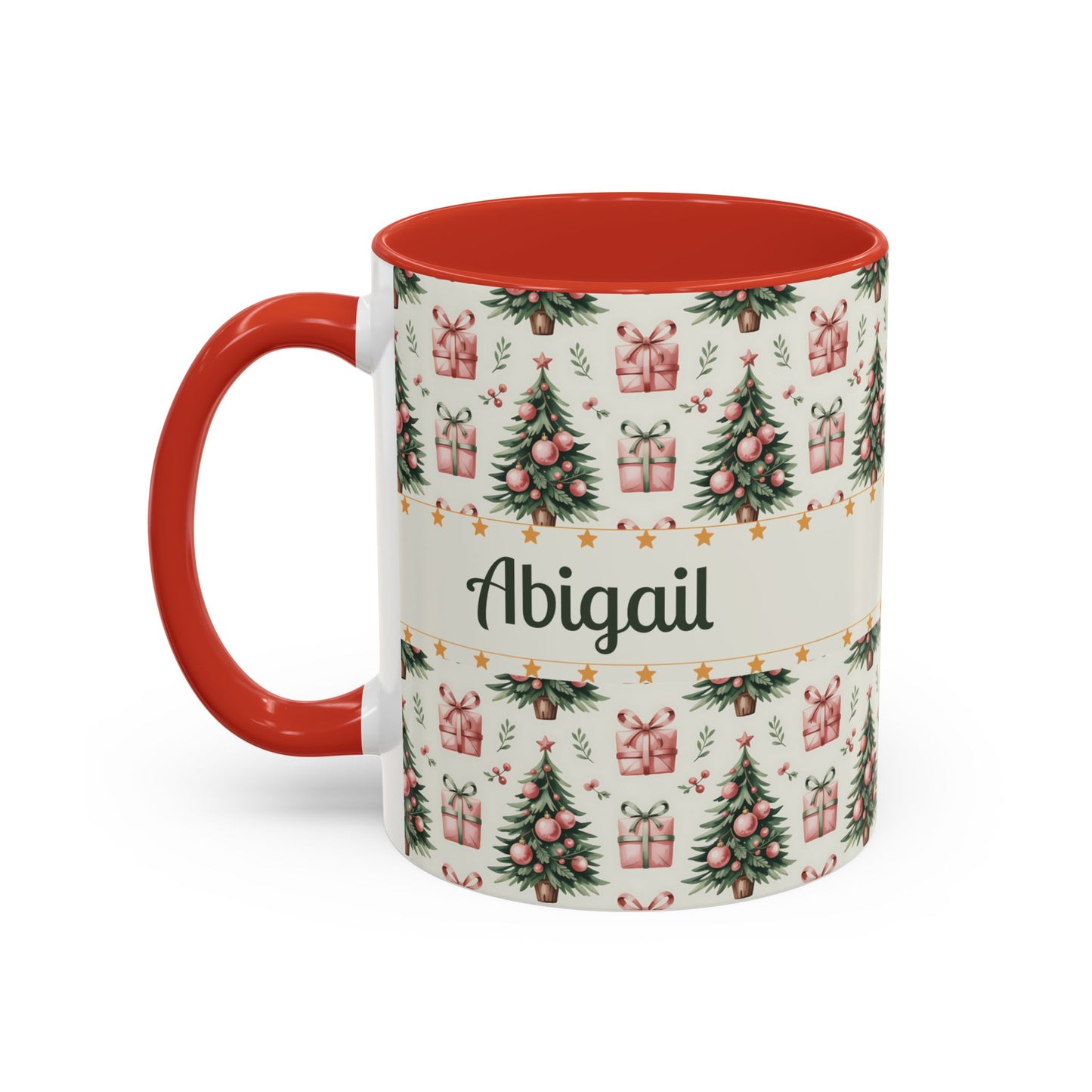 Personalized Christmas Accent Coffee Mug - Holiday Gift, Custom Name Mug, Festive Drinkware, Winter Celebrations, Home Decor