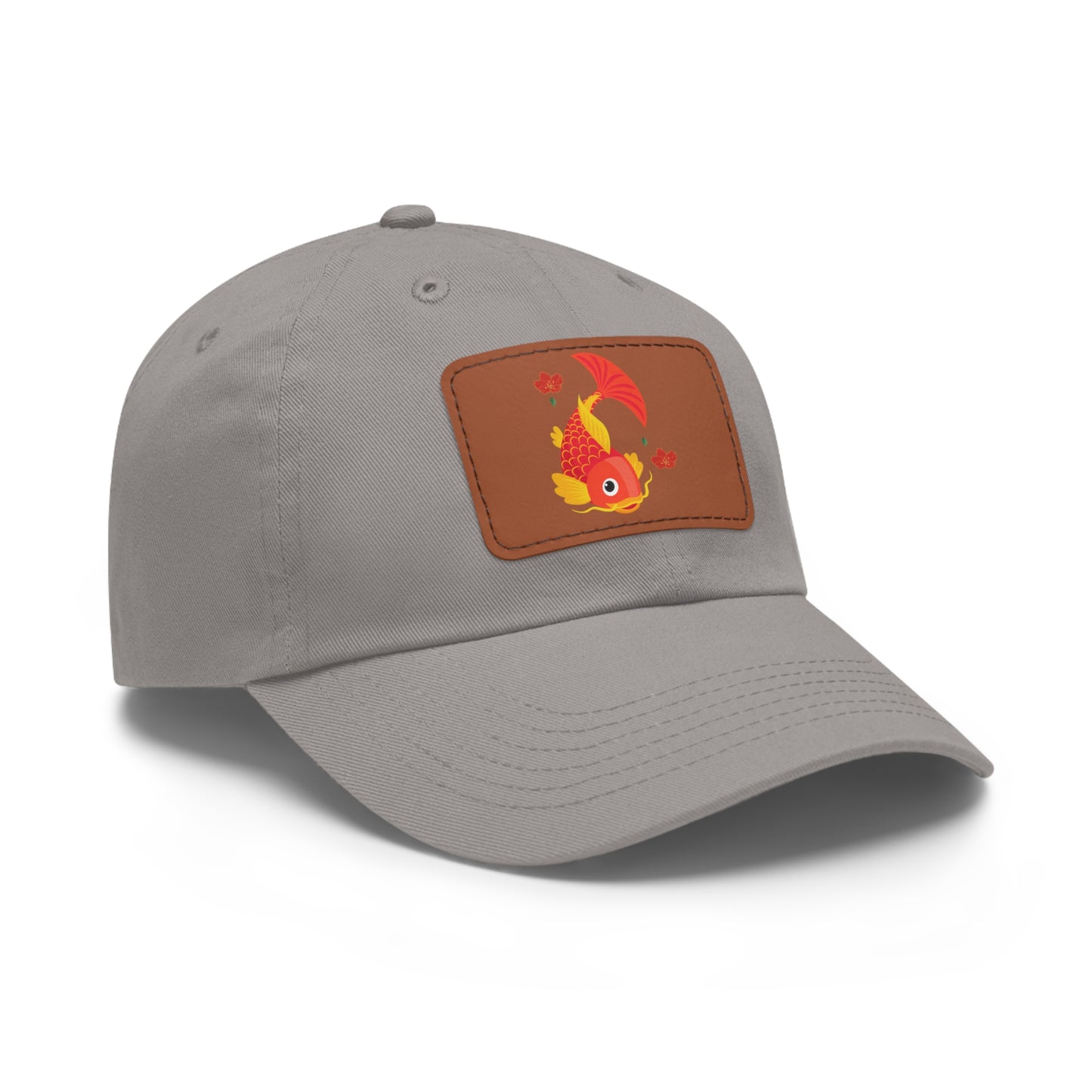 Goldfish with flowing fins and red blossoms Dad Hat with Leather Patch (Rectangle)