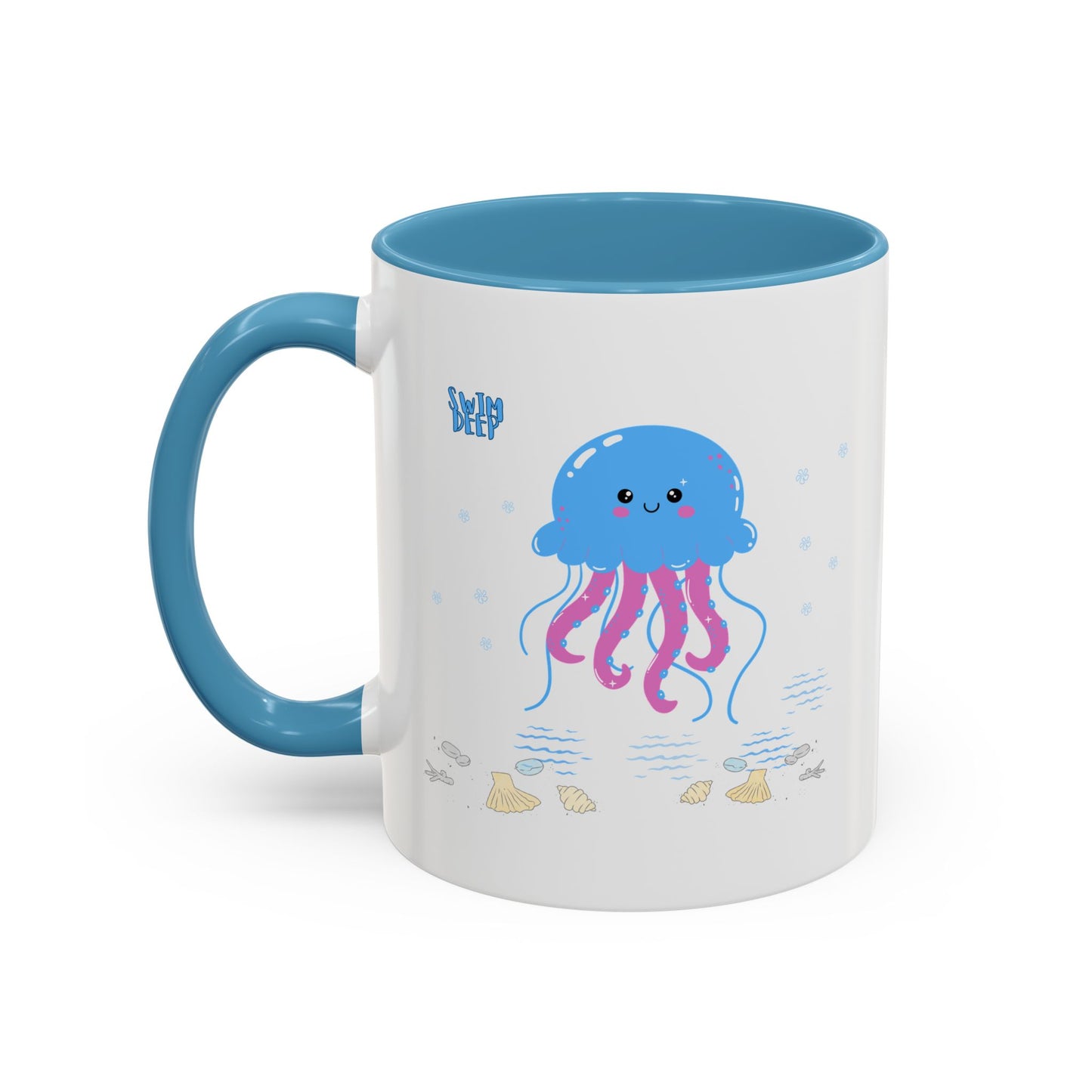Blue jellyfish with pink tentacles Coffee Mug