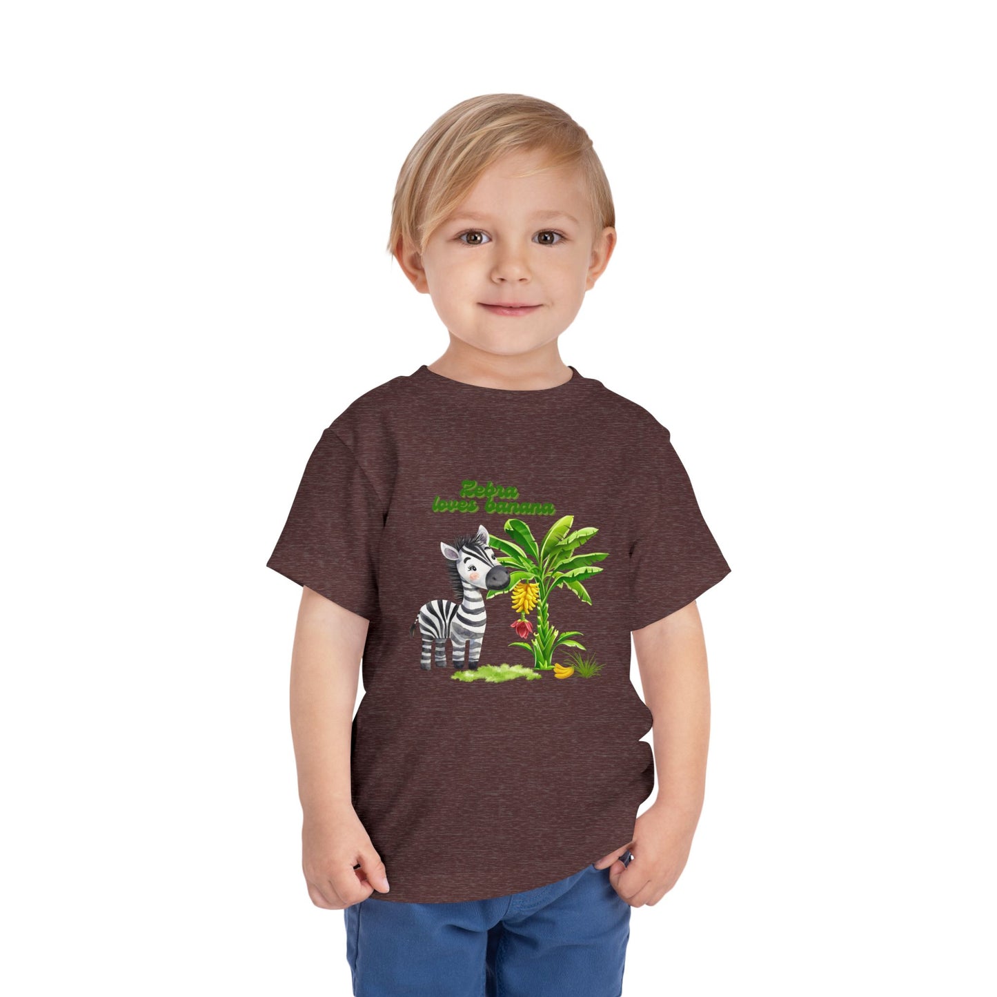 Cute Zebra Loves Bananas Toddler Tee, Kids Animal Birthday Gift, Playful Summer Wear, Fun Graphic T-Shirt, Adorable Toddler Apparel