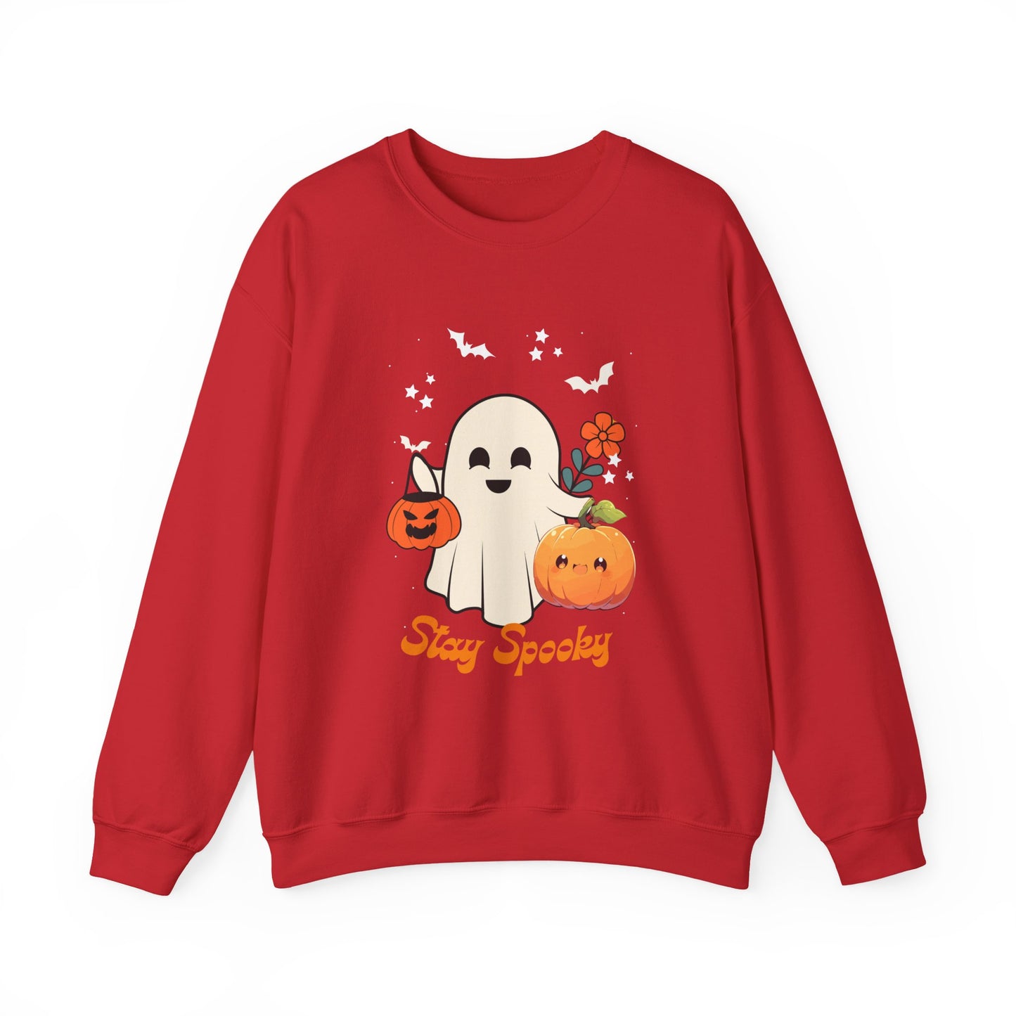 Halloween Ghost Sweatshirt, Cozy Unisex Crewneck for Fall, Stay Spooky Sweatshirt, Perfect for Halloween, Autumn Wardrobe Essential