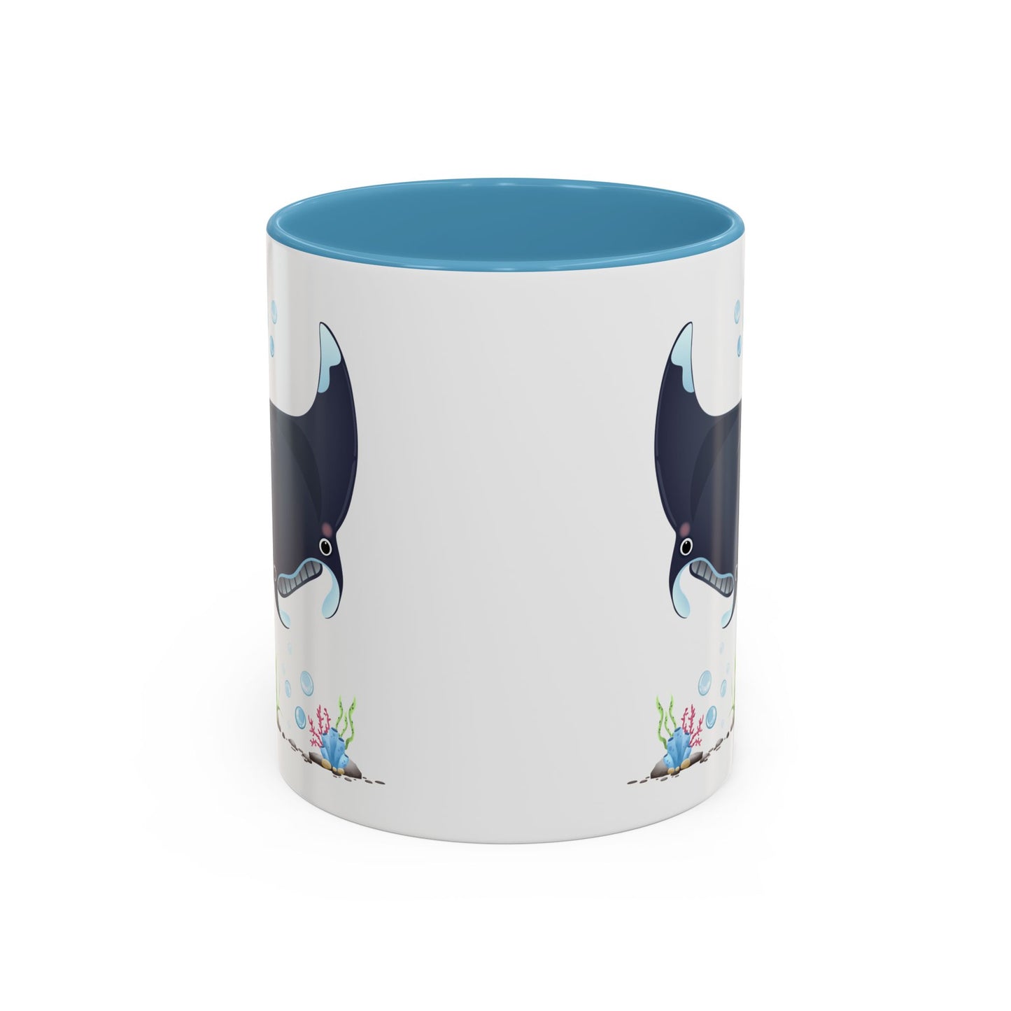 Manta ray with bubbles and coral reef Coffee Mug