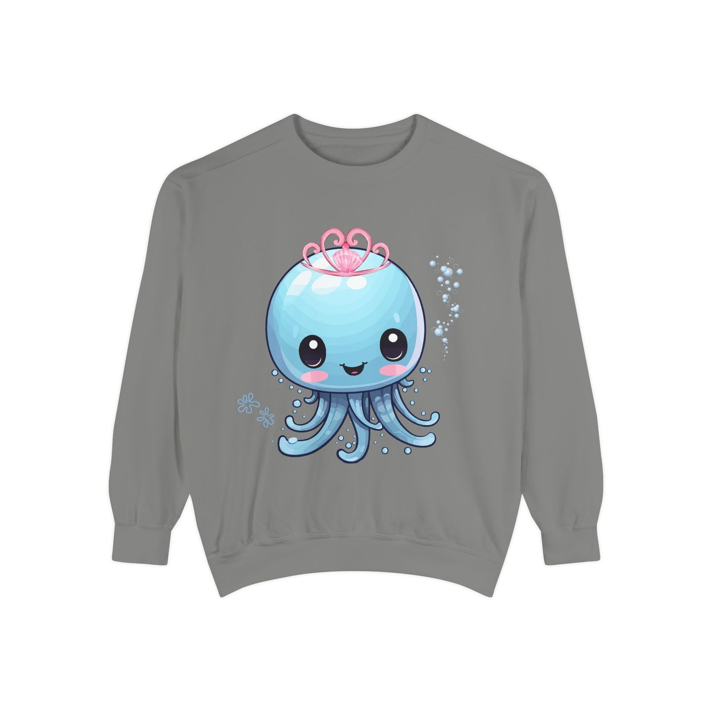 Blue jellyfish with a pink tiara Unisex Garment-Dyed Sweatshirt