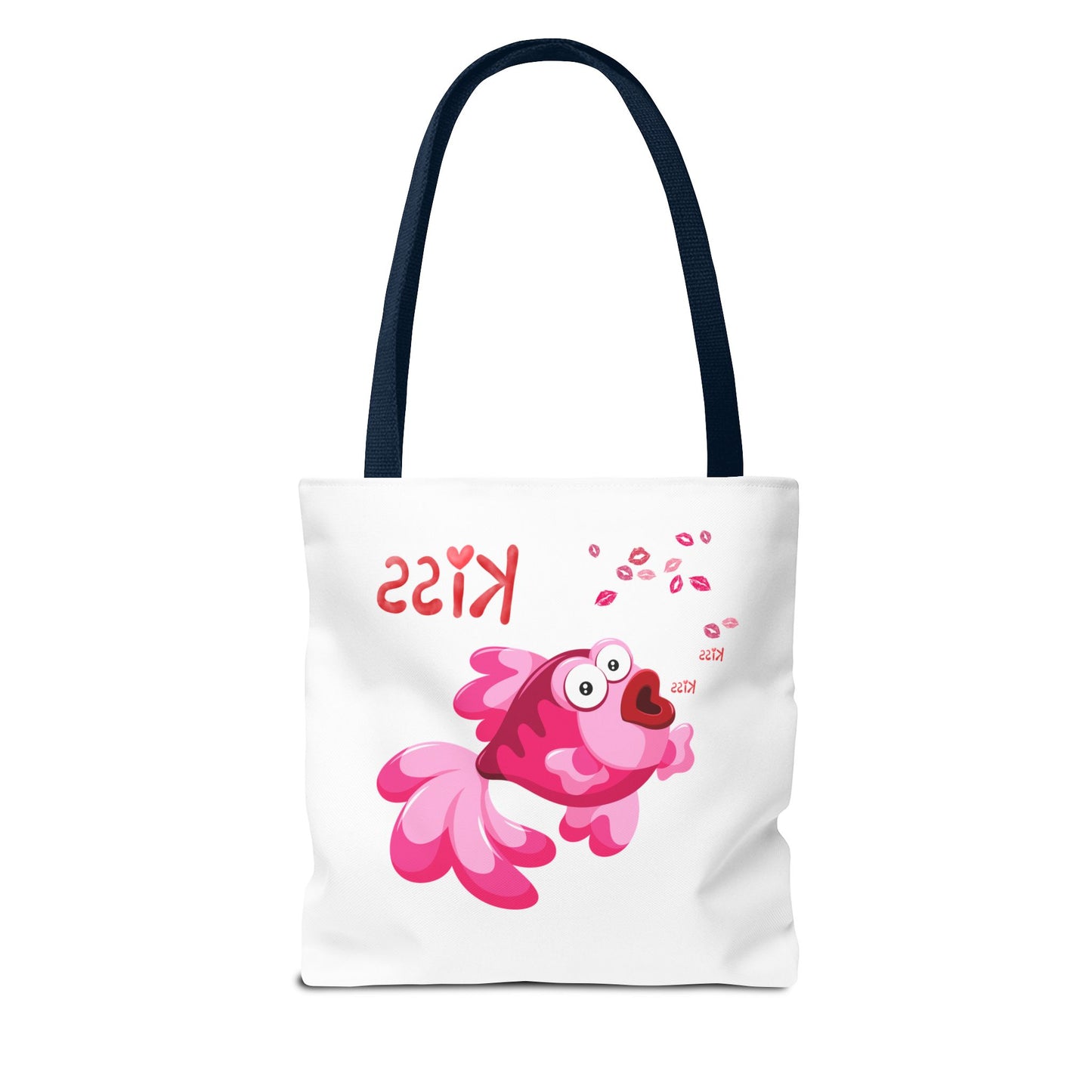 Pink fish with open mouth and kiss Tote Bag