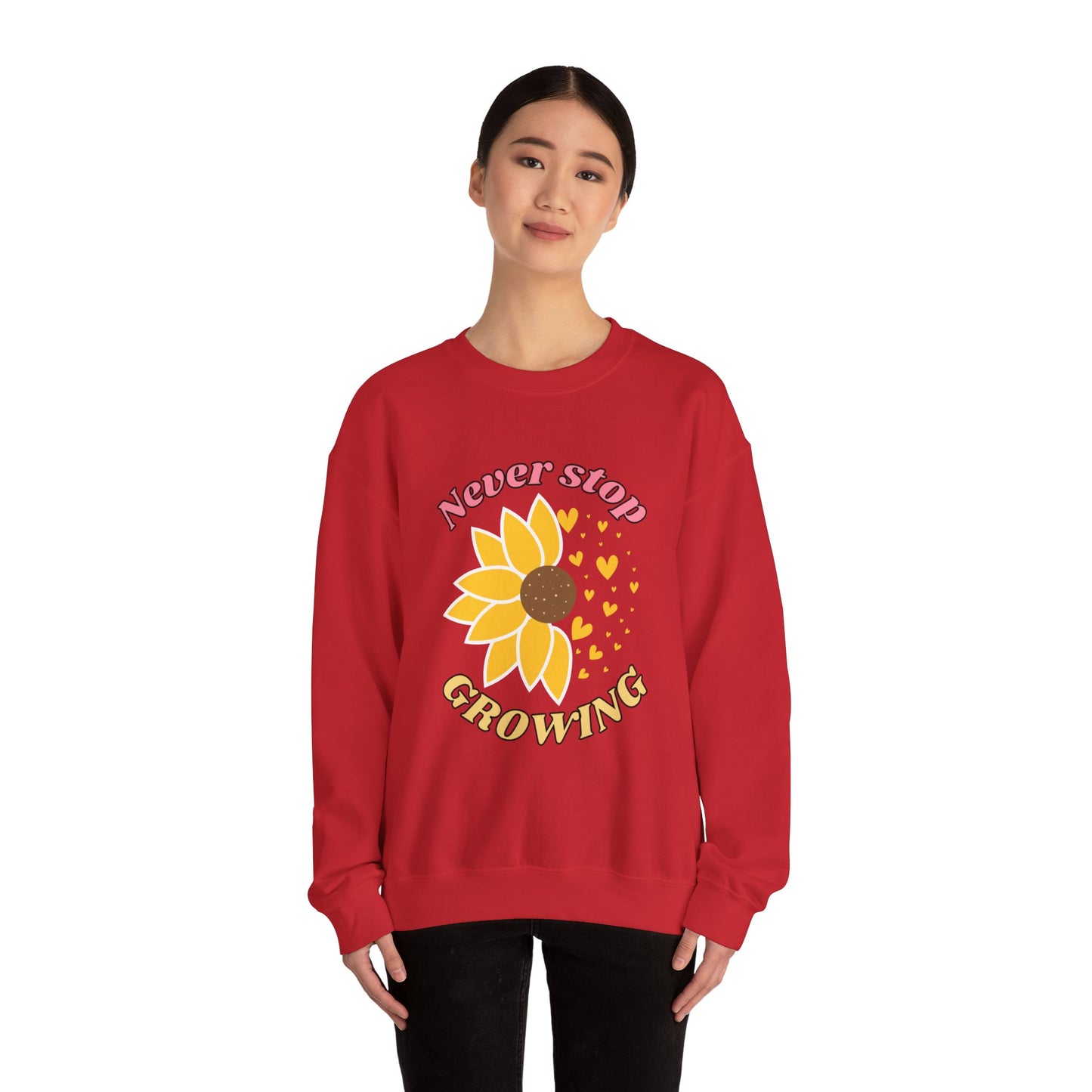 Blooming Inspiration Crewneck Sweatshirt, Never Stop Growing Sweatshirt, Motivational Gift, Spring Fashion, Cozy Layering Piece
