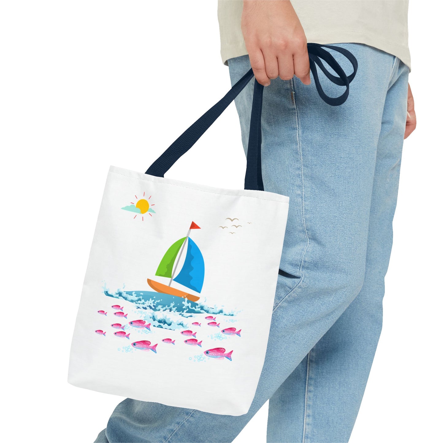 Sailboat and Red fish Tote Bag