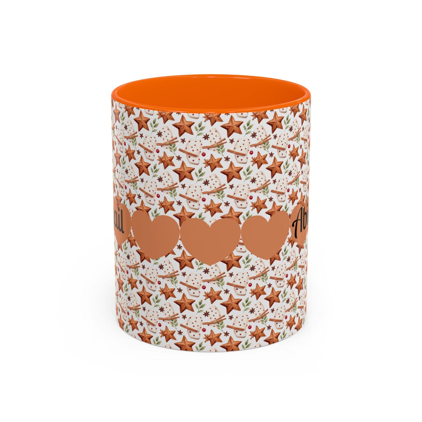 Personalized Accent Coffee Mug - Custom Gift, Floral Design, Heart Motif, Perfect for Birthdays, Anniversaries, Holidays