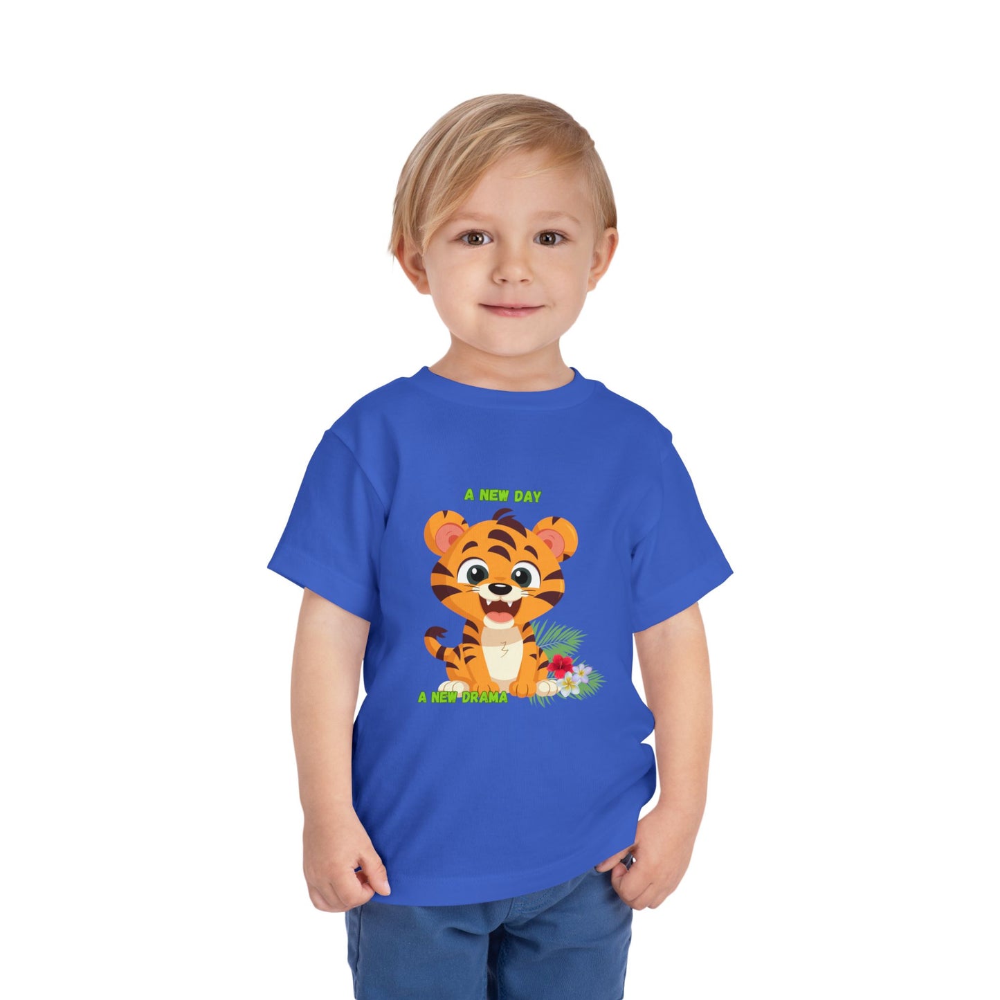 Adorable Toddler Tiger Tee, Cute Animal Tee for Kids, Birthday Gift, Playtime Shirt, Baby Shower Gift, A New Day A New Cheer