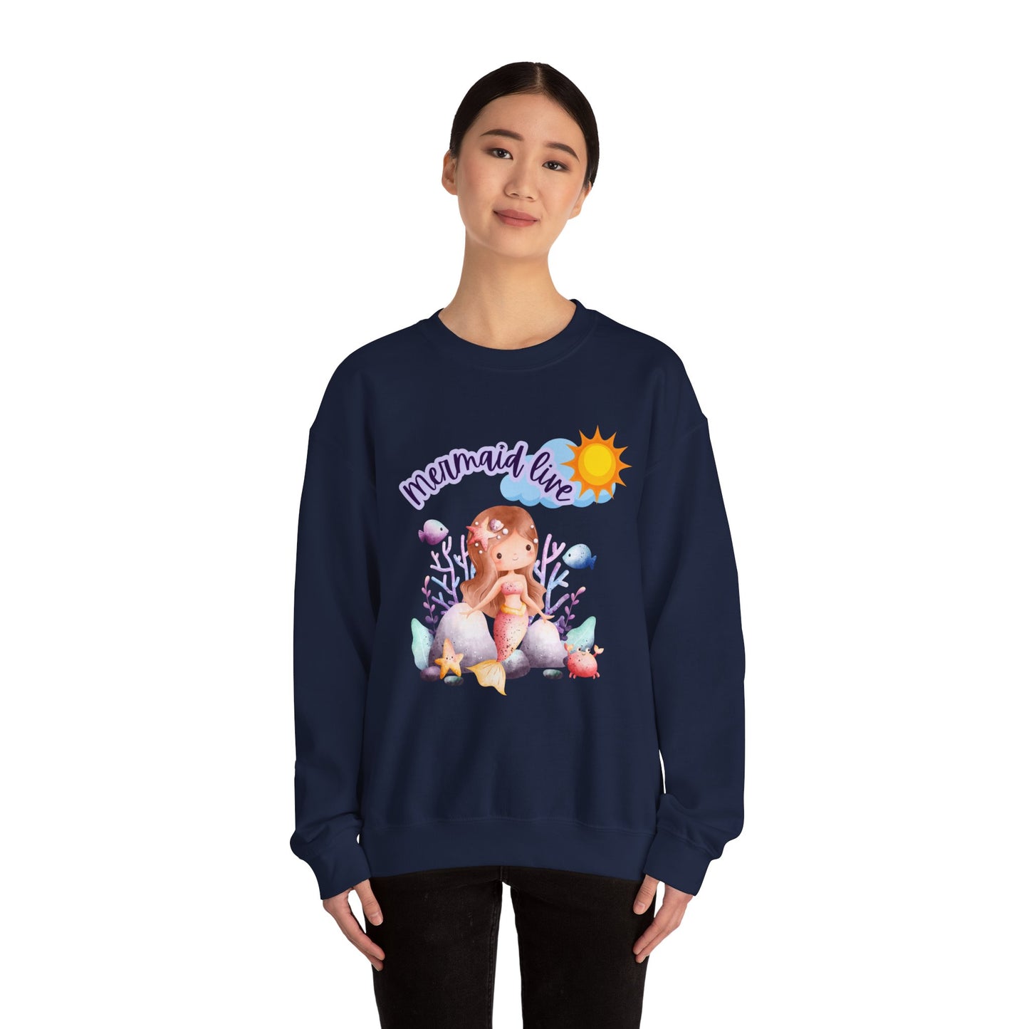 Mermaid Vibes Crewneck Sweatshirt | Cozy Gift for Sea Lovers, Beach Days, Casual Wear, Birthday, Summer