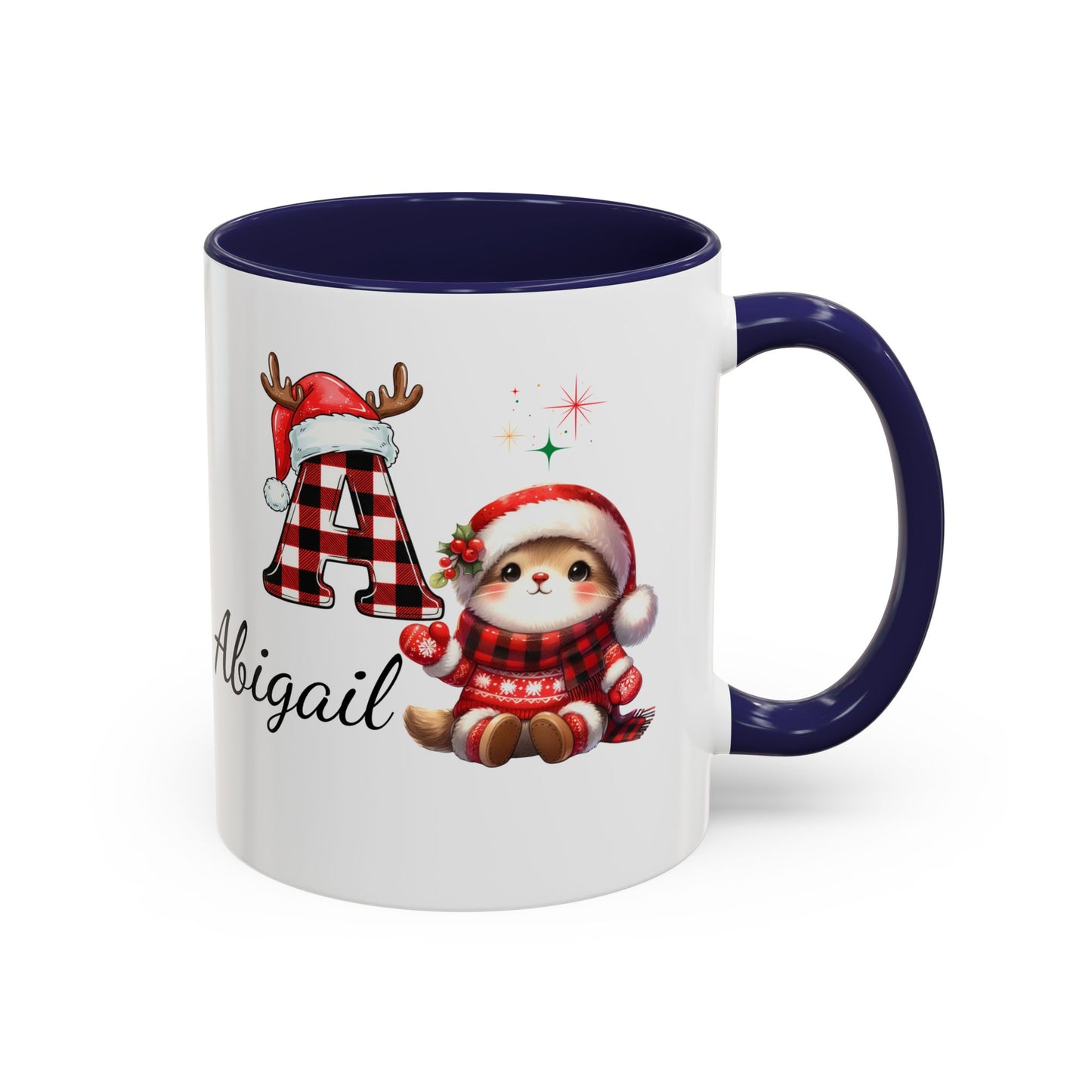 Festive Personalized Coffee Mug, Holiday Gift for Coffee Lovers, Custom Name Mug, Cute Animal Design, Perfect for Christmas