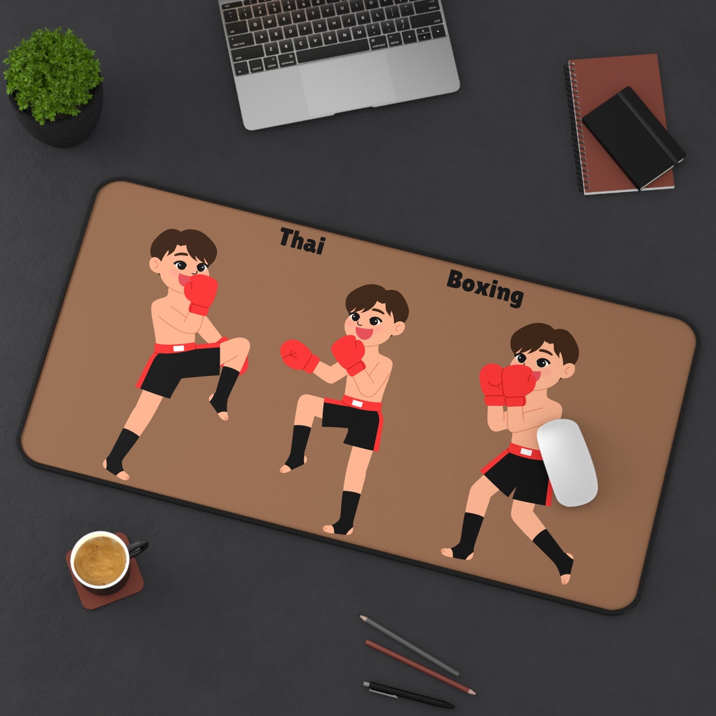 Thai Boxing Desk Mat for Game Room, Office Decor, Workout Station, Gift for Fighters, Stylish Work Surface