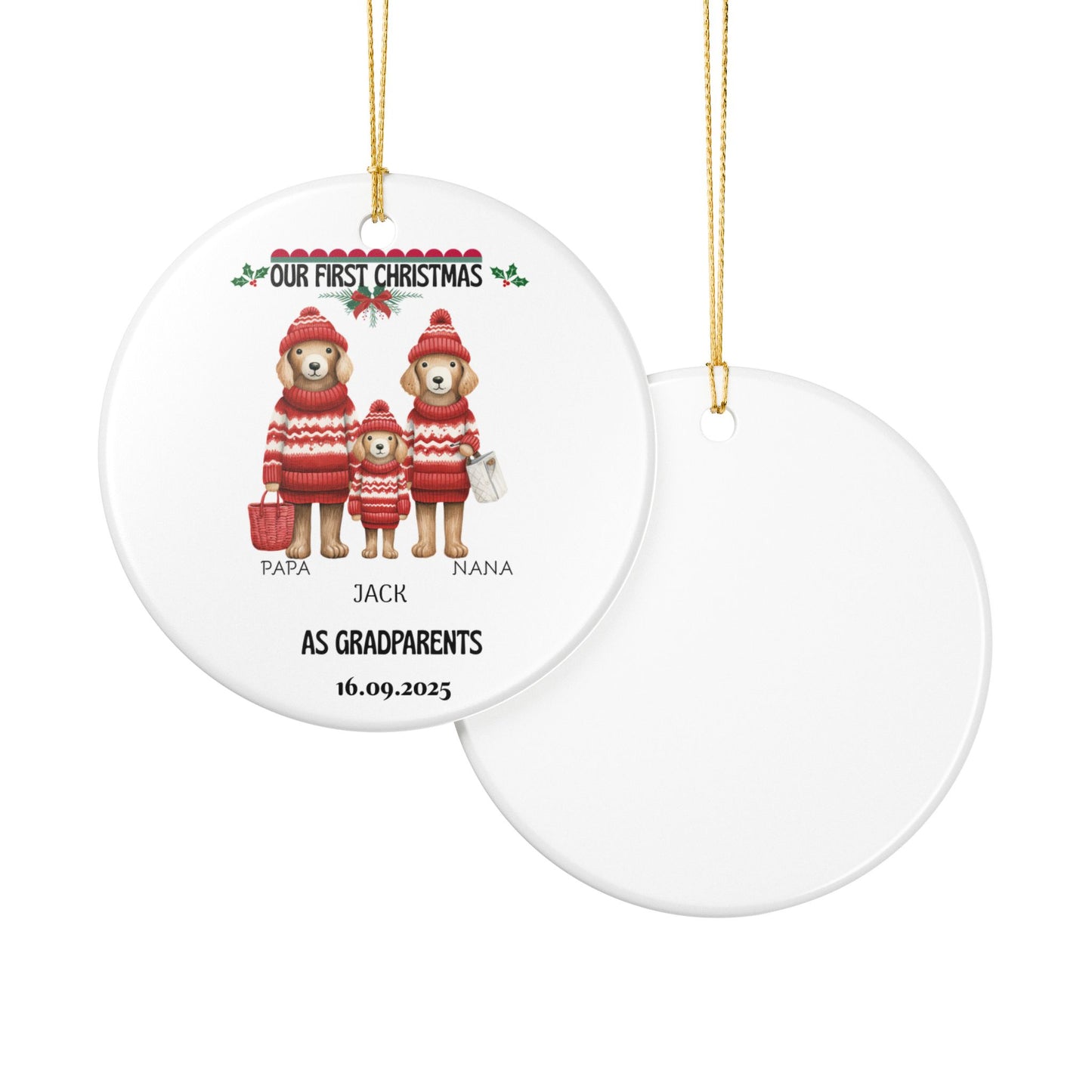 Personalized Christmas Ornament, Pet Family Decoration, 1st Christmas Gift, Custom Family Ornament, Holiday Decor