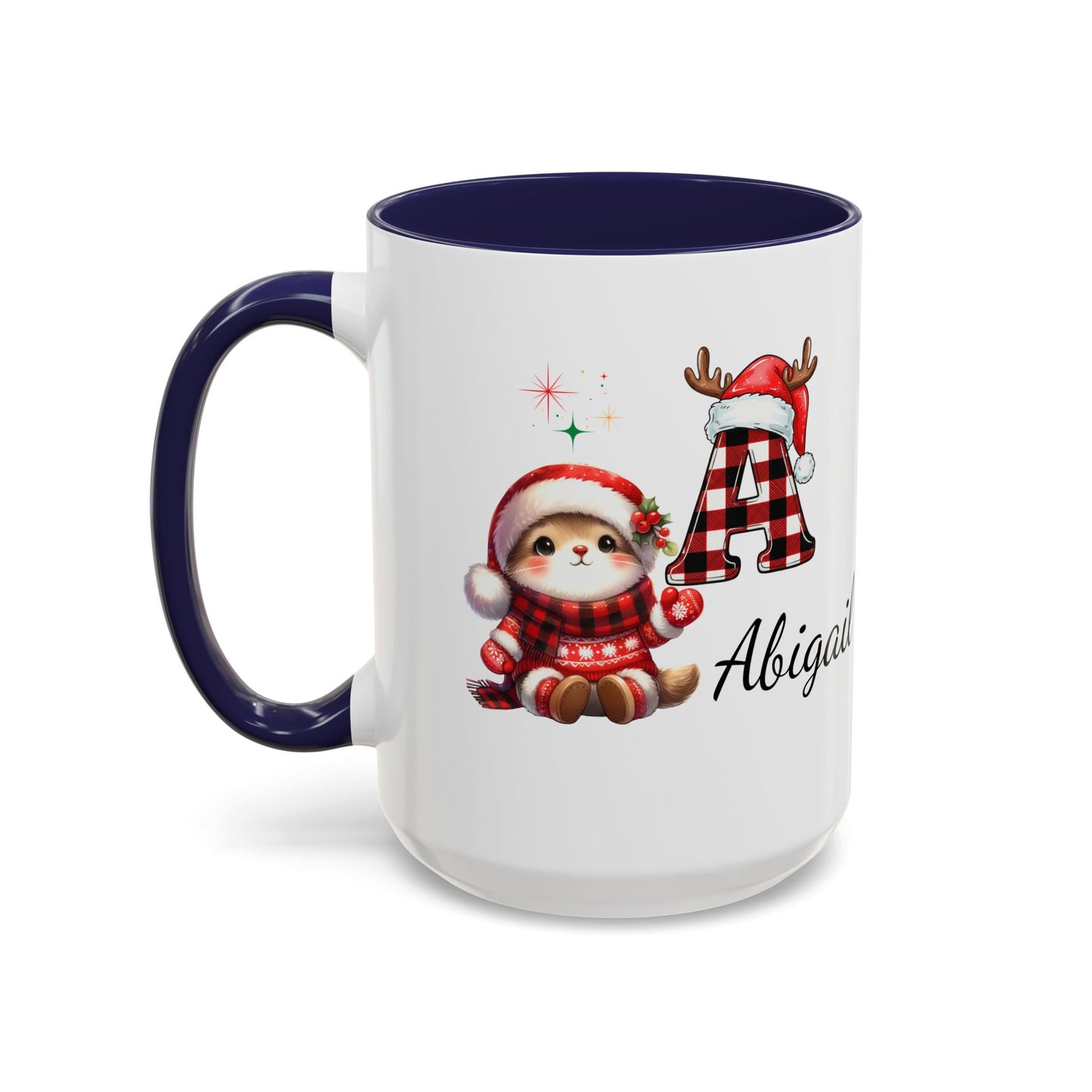 Festive Personalized Coffee Mug, Holiday Gift for Coffee Lovers, Custom Name Mug, Cute Animal Design, Perfect for Christmas