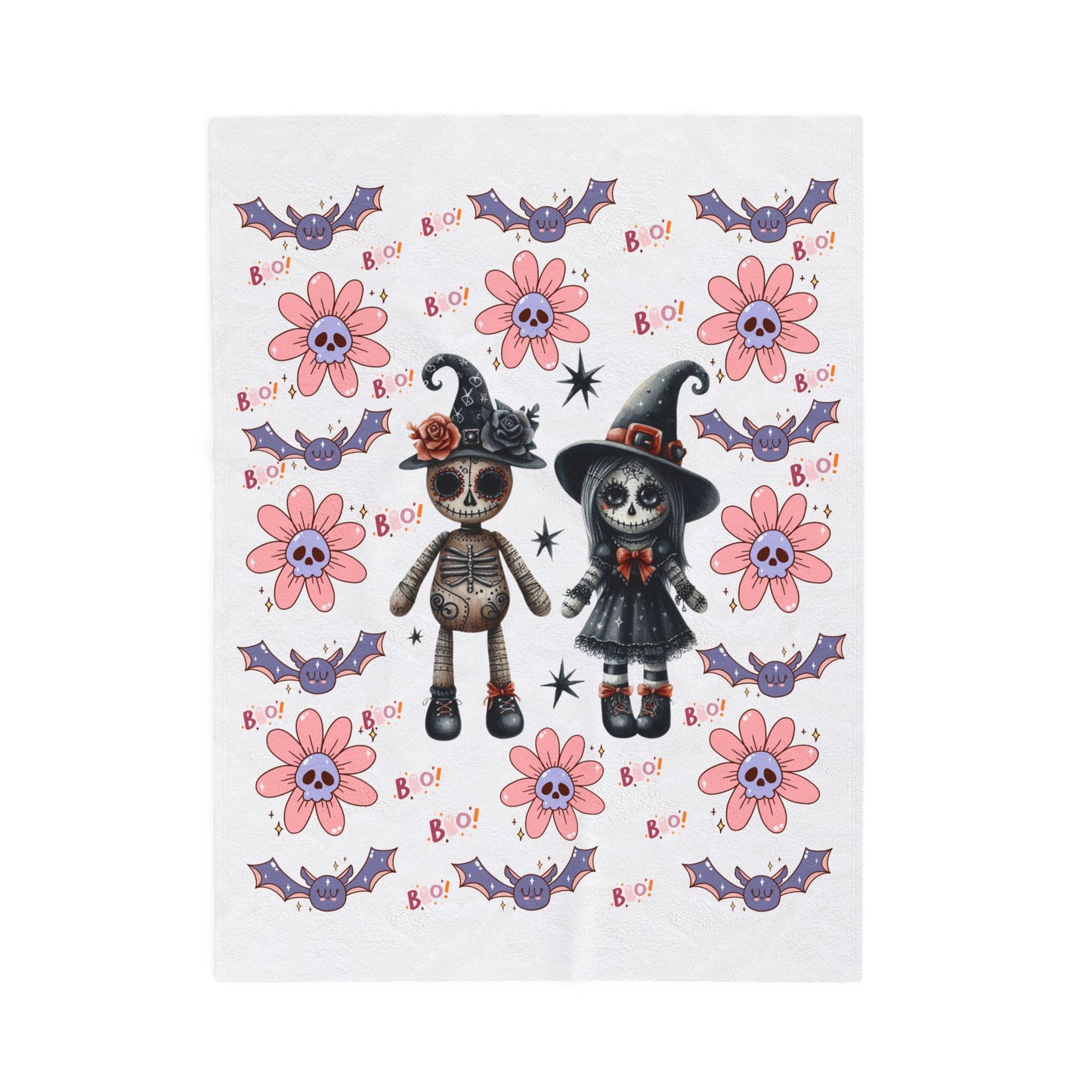 Spooky Floral Velveteen Blanket, Halloween Décor, Cozy Throw, Kids Room Blanket, Soft Throw Blanket, Perfect for Fall