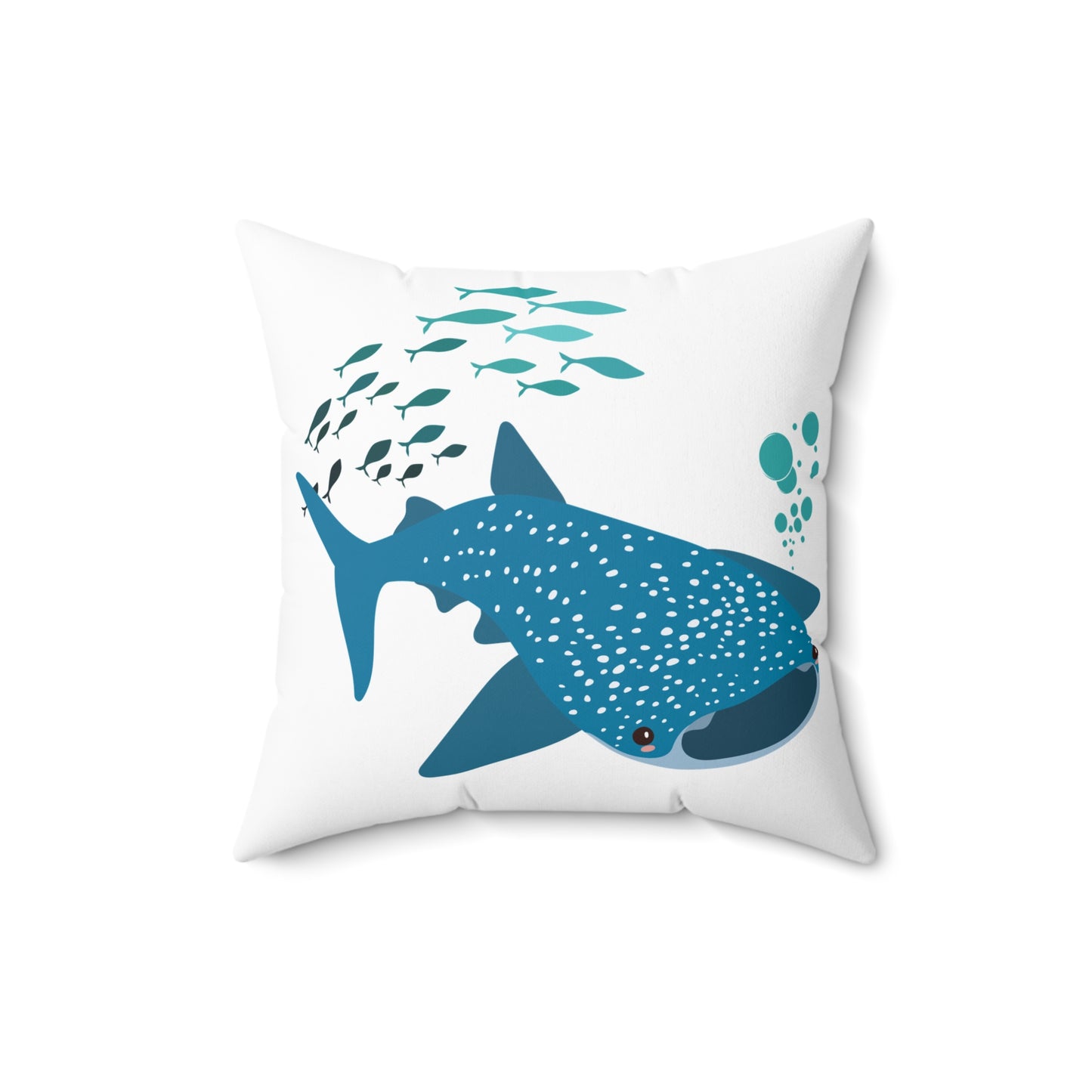Whale Shark school of fish and buddles Spun Polyester Square Pillow