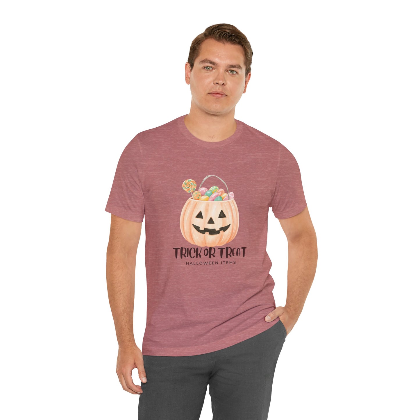 Halloween Trick or Treat T-Shirt, Unisex Graphic Tee, Fall Wardrobe Addition, Perfect for Halloween Parties, Spooky Season Wear