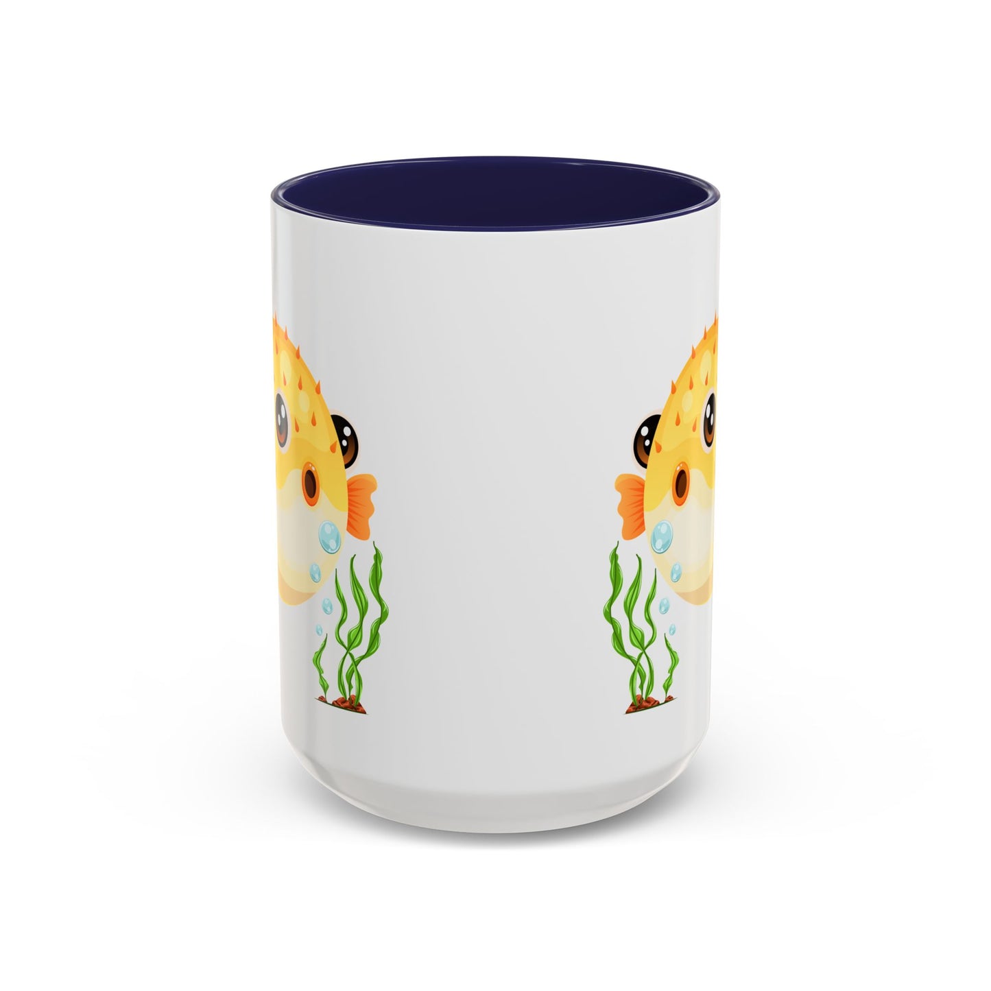 Cartoon Pufferfish with seaweed Coffee Mug